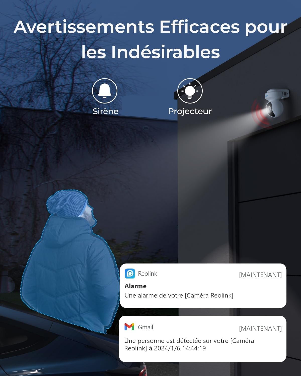 Detalle de Reolink 4K Wi‑Fi: kit 4 caméras extérieures + NVR 12 canaux (RLK12-800WPT4)