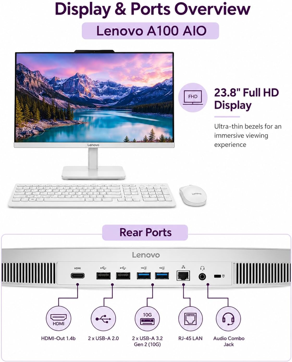Detalle 1 de Lenovo All-in-One Desktop 23.8-Inch