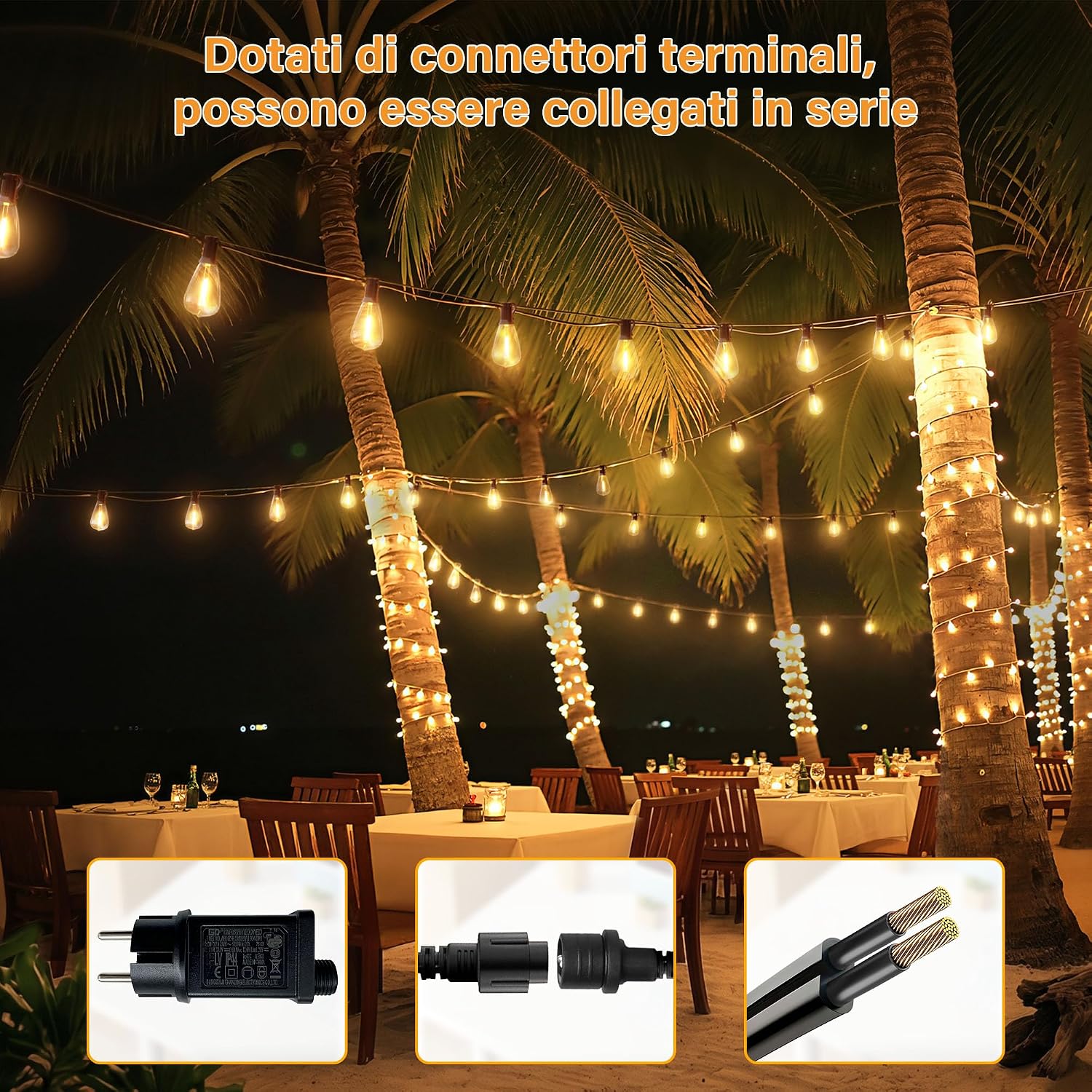 Thumbnail 4 de HeiPard LED Catena Luminosa per Esterni Storm 10M con Telecomando e Timer – 15+1 Lampadine, IP45, Luce Bianca Extra Calda