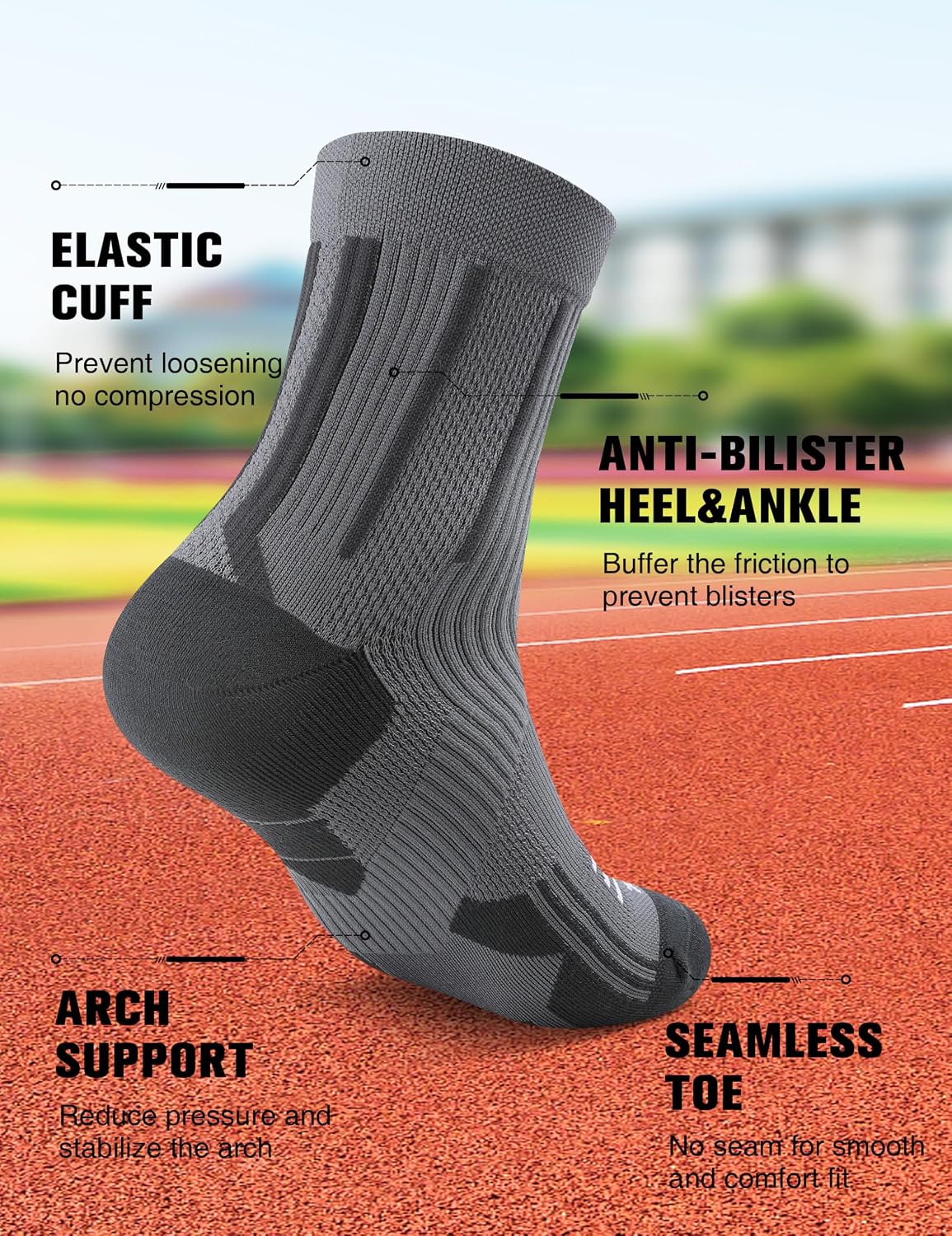 Detalle 2 de Lounwee Compression Sport Running Socks (Crew) with Arch Support