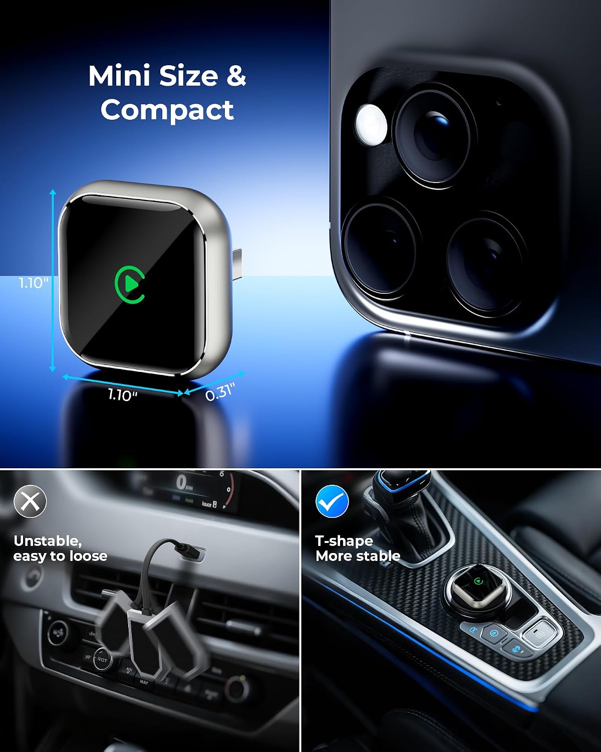 Detalle 2 de Wireless CarPlay Adapter Mini T-Shaped for iPhone