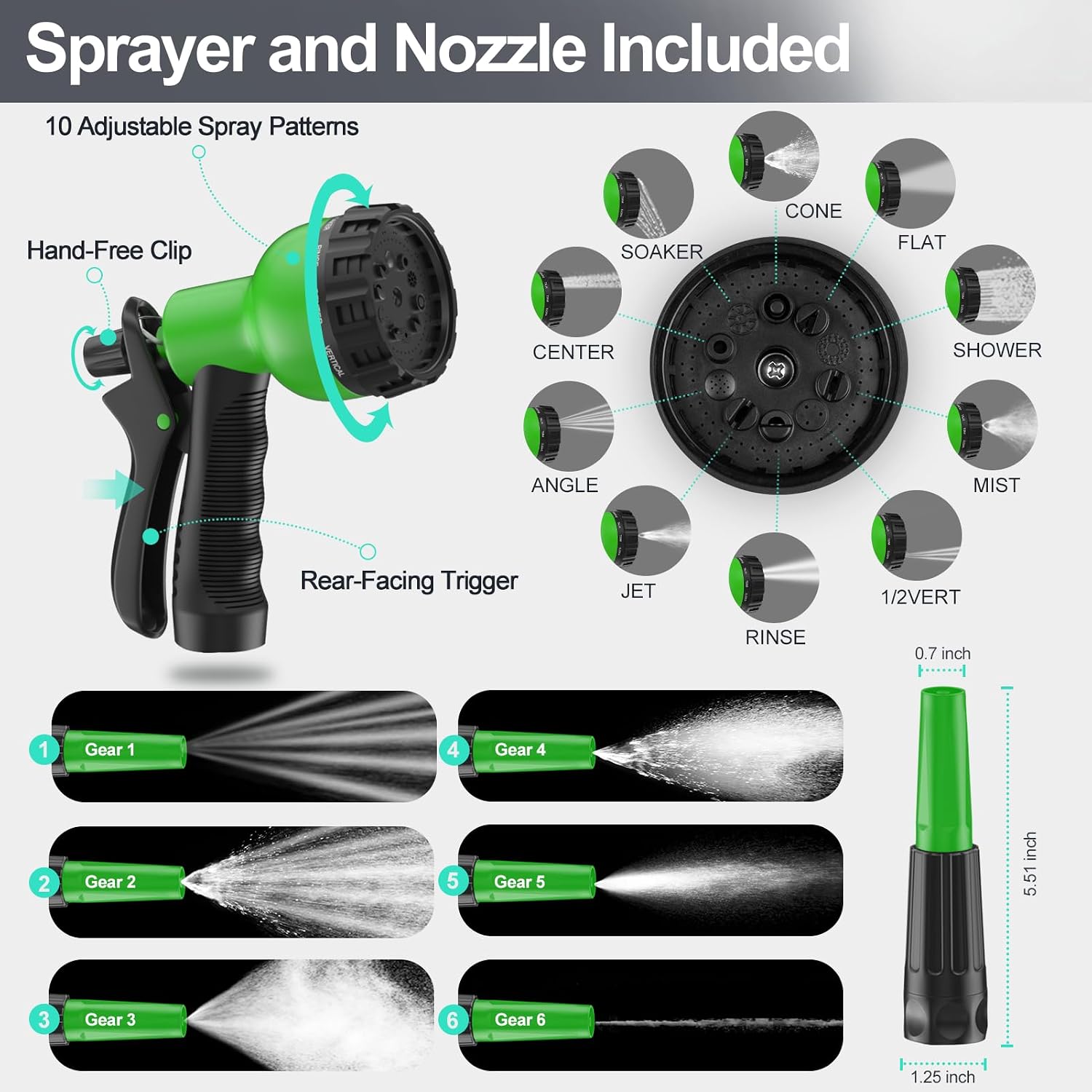 Detalle de SPECILITE 100ft 304 Stainless Steel Garden Hose — Heavy Duty, Non-Kink, With Dual Nozzles