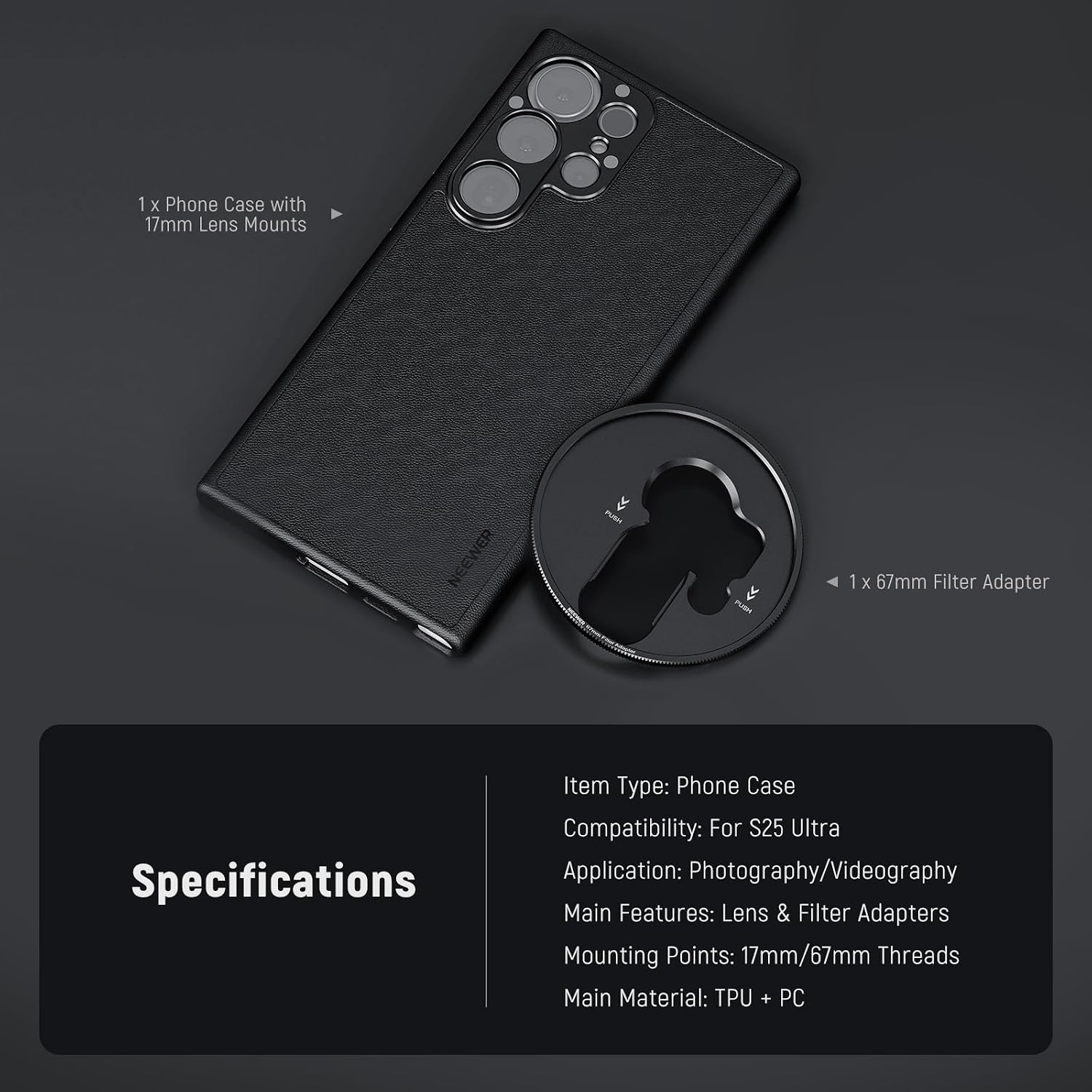Thumbnail 6 de NEEWER phone case with 17mm lens mounts