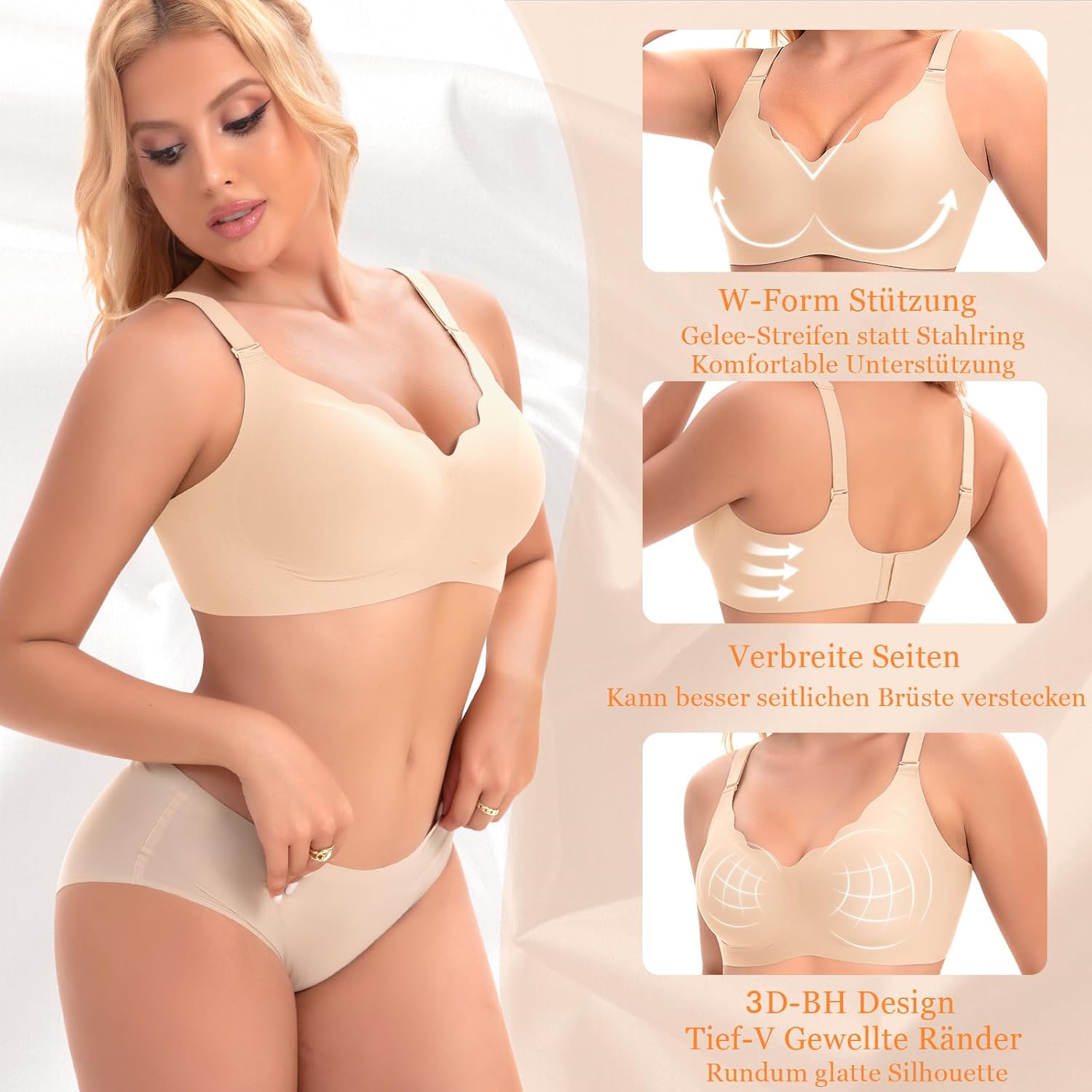 Thumbnail 3 de Ganado Damen Nahtloser BH Ohne Bügel mit Tiefem V-Ausschnitt – Bralette, Bügellos, weiche Ränder