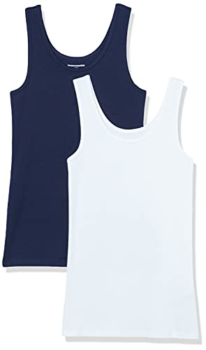 Detalle de Amazon Essentials 2-pack Tank para Mujer – Navy/White, talla Large