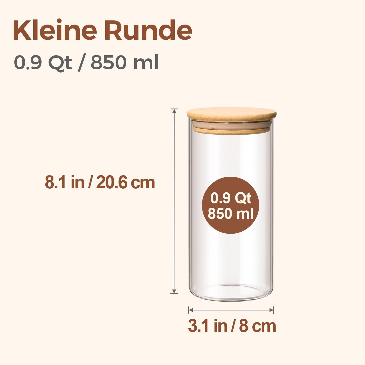 Thumbnail 1 de ComSaf Glasbehälter 850 ml × 3 – Stapelbare, luftdichte Vorratsgläser mit Bambusdeckel