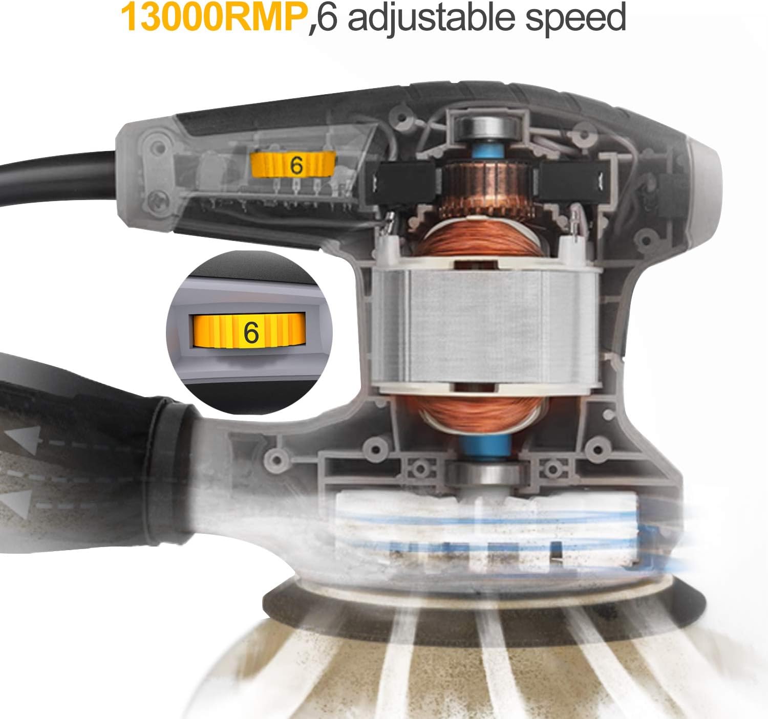 Detalle 2 de Jellas Orbital Sander 125mm 13000RPM