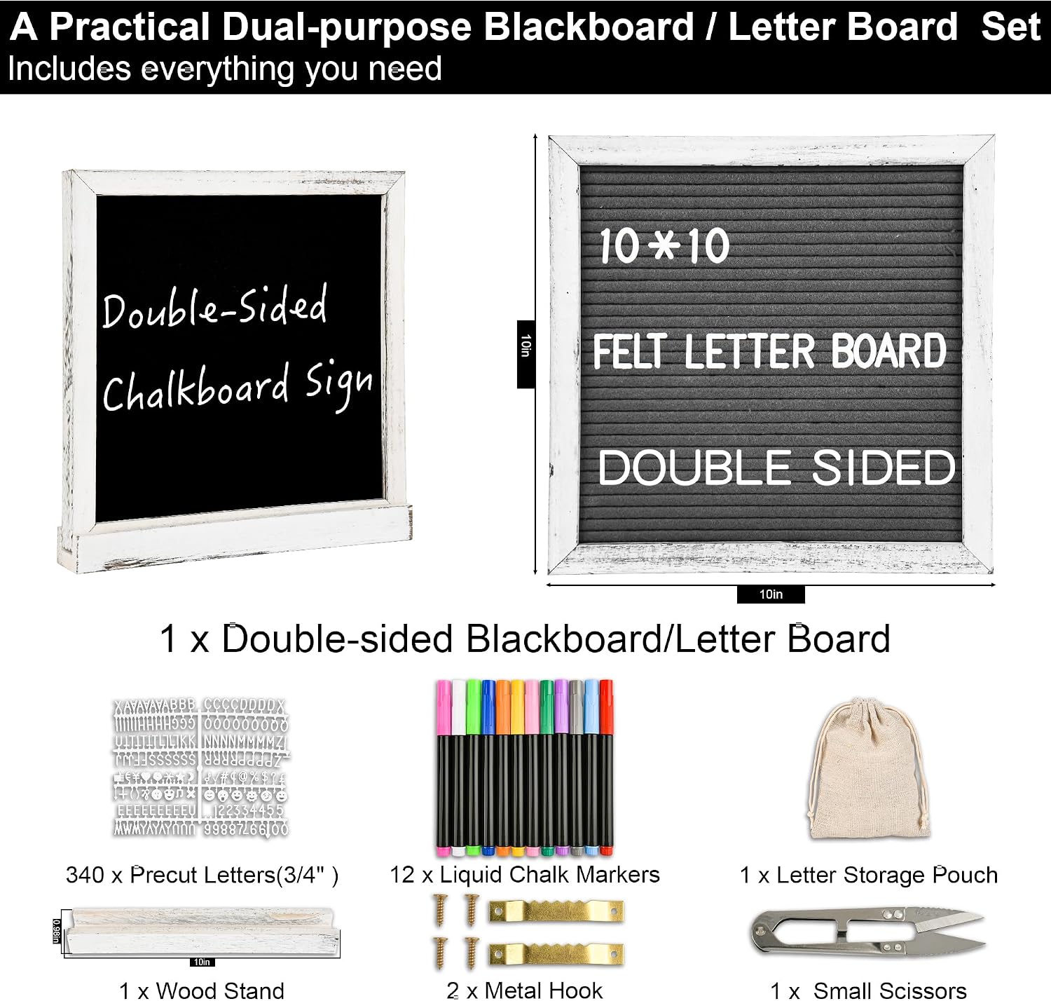 Detalle 2 de Double-Sided Chalkboard Sign, 10 x 10 Inches