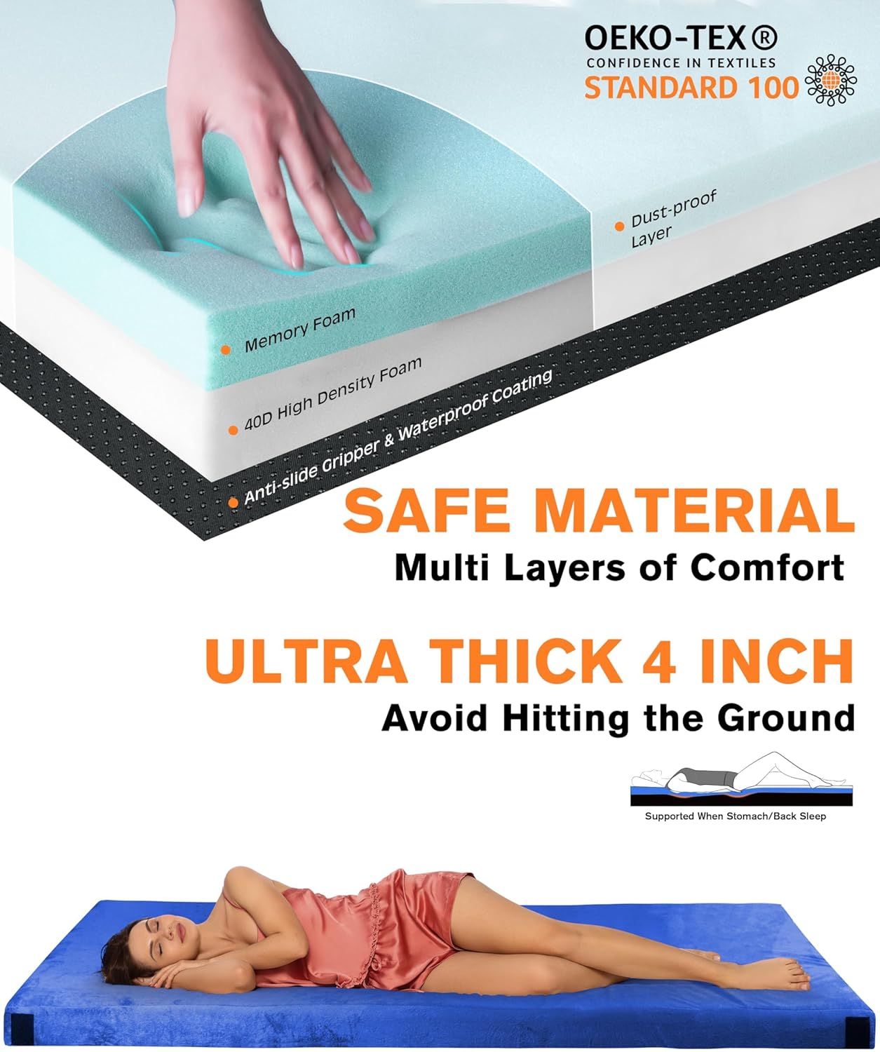 Thumbnail 1 de GAIALOOP Extra Thick 4-Inch Memory Foam Camping Mattress