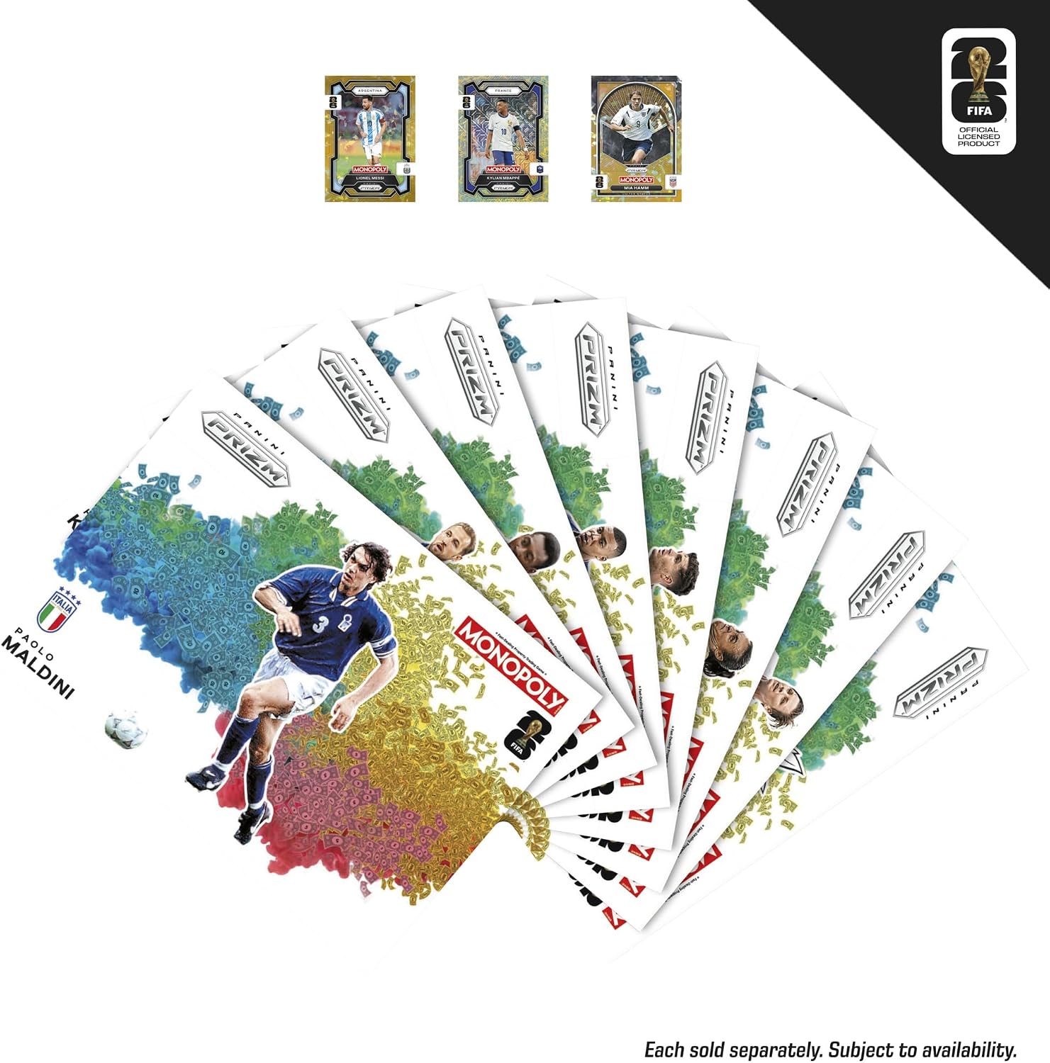 Detalle de Monopoly Panini Prizm Copa Mundial de la FIFA 2026 - Juego de Mesa con Cartas Coleccionables