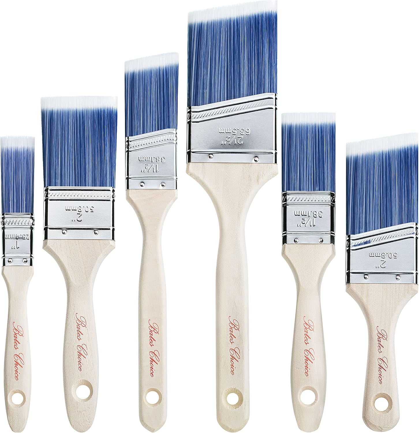 Detalle de Bates Choice ETGA006B307 Paint Brush Set, 6 Pieces, Flat and Angled