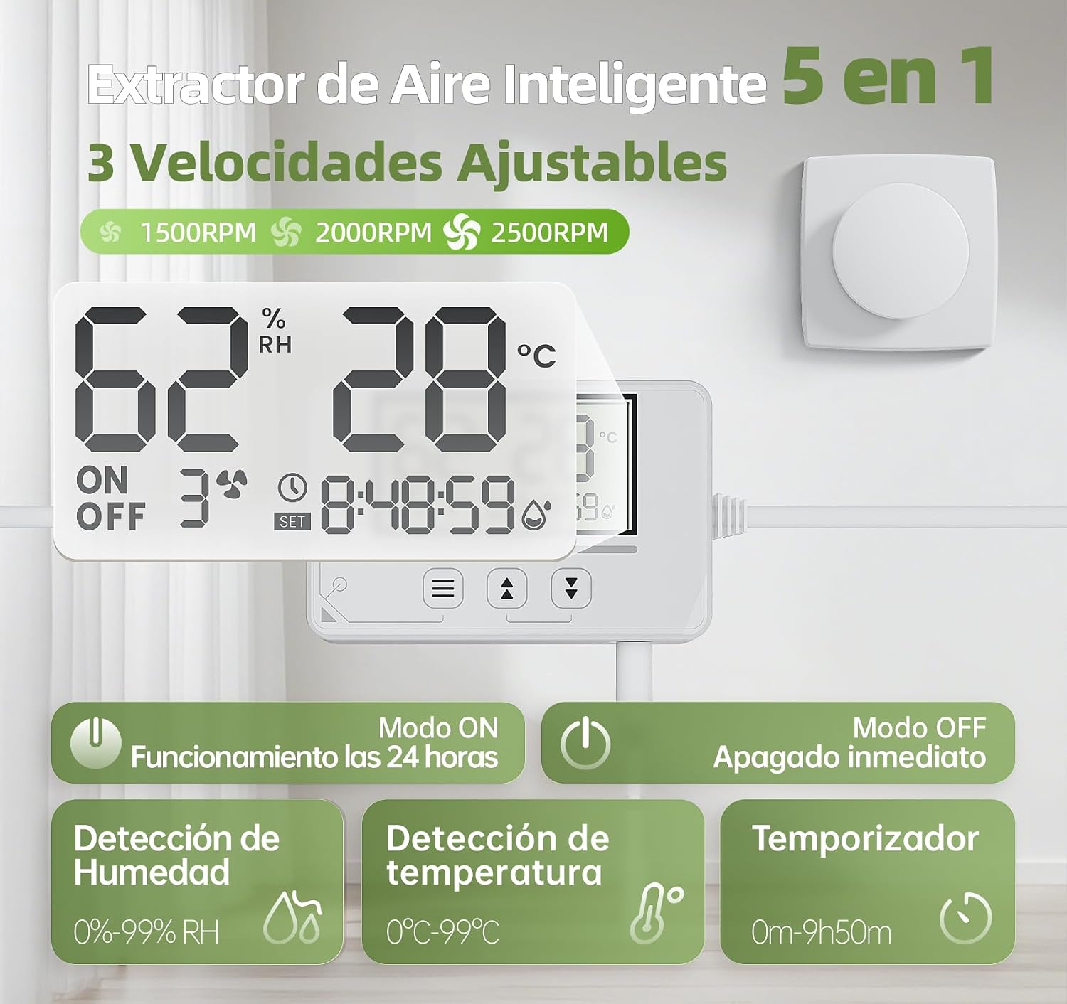 Detalle 2 de BUMSOU QU119 Extractor de baño 100 mm