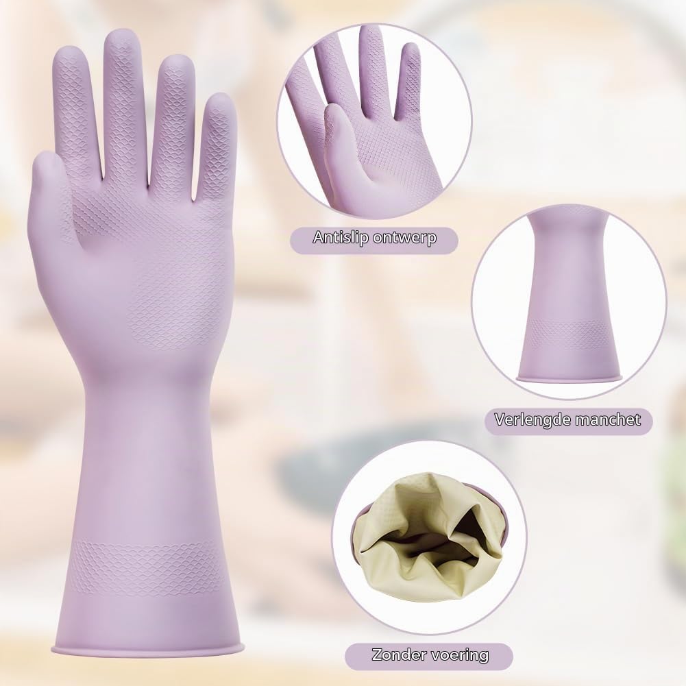 Detalle de AUAUY herbruikbare huishoudhandschoenen, 3 paar latex, antislip, maat L
