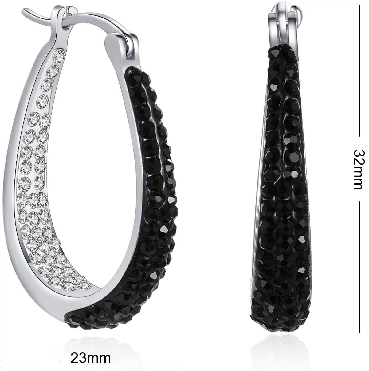 Detalle de Crystal Hoop Earrings for Women Rhodium Plated ⭕