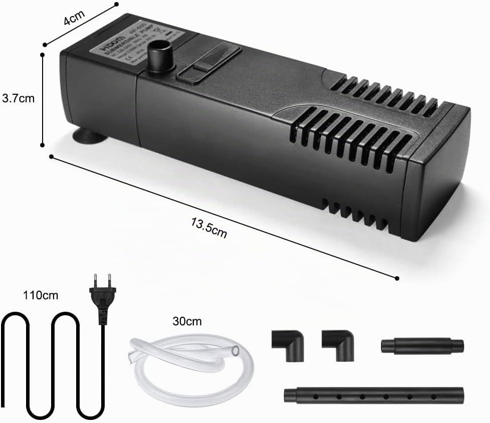 Detalle 2 de flintronic Aquarium Filter 4W – Innenfilter mit einstellbarem Durchfluss, 300 L/H, 60 L Aquarium