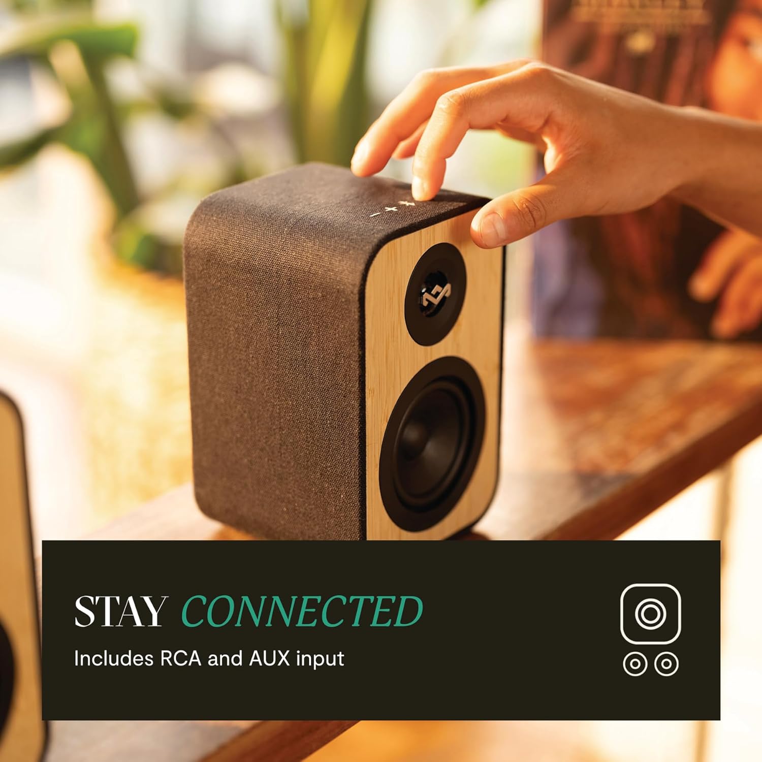 Detalle de House of Marley Uplift Regallautsprecher – Bluetooth Stereo-Paar mit AUX- und RCA-Eingängen