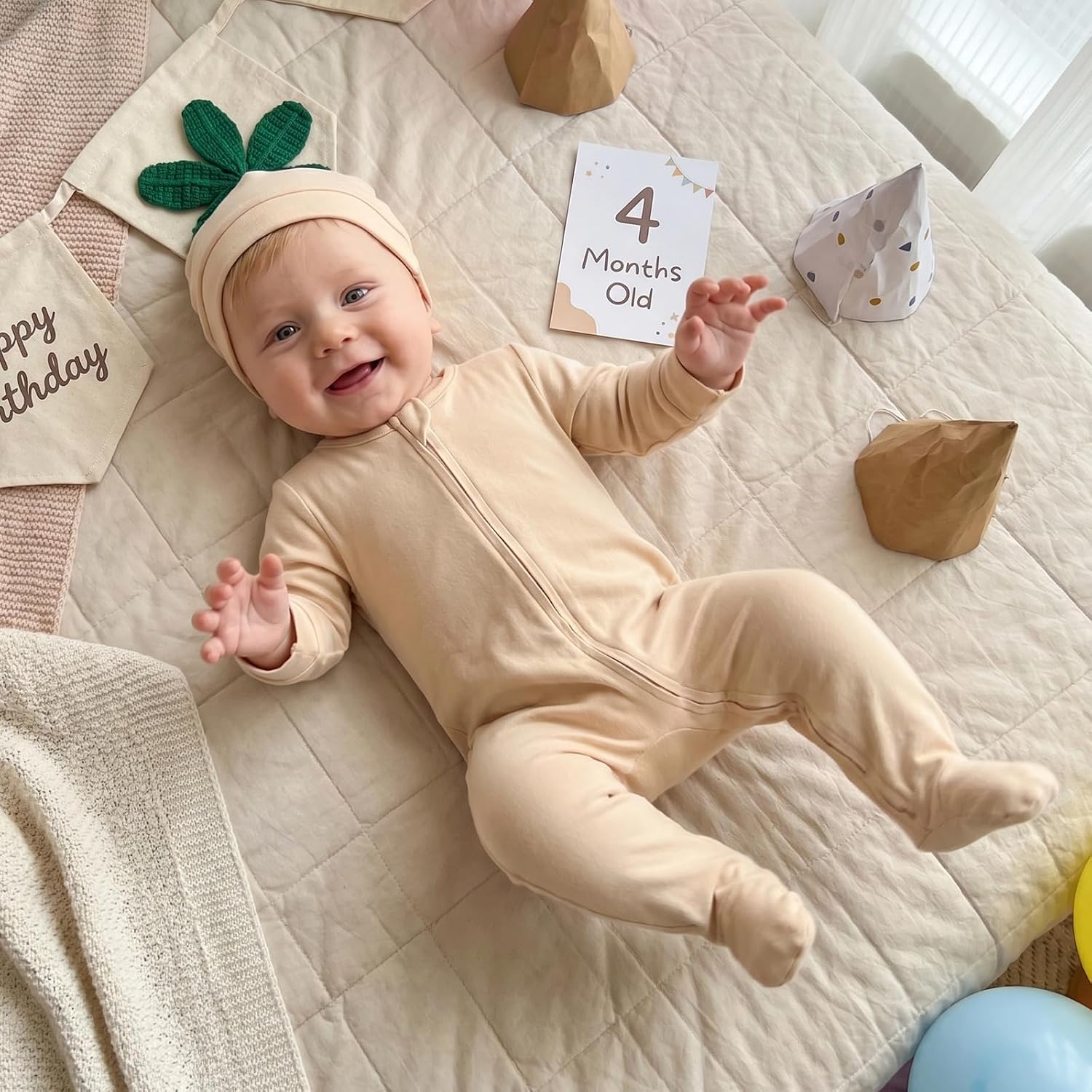 Detalle de Baby Footed Romper, Cotton Blend