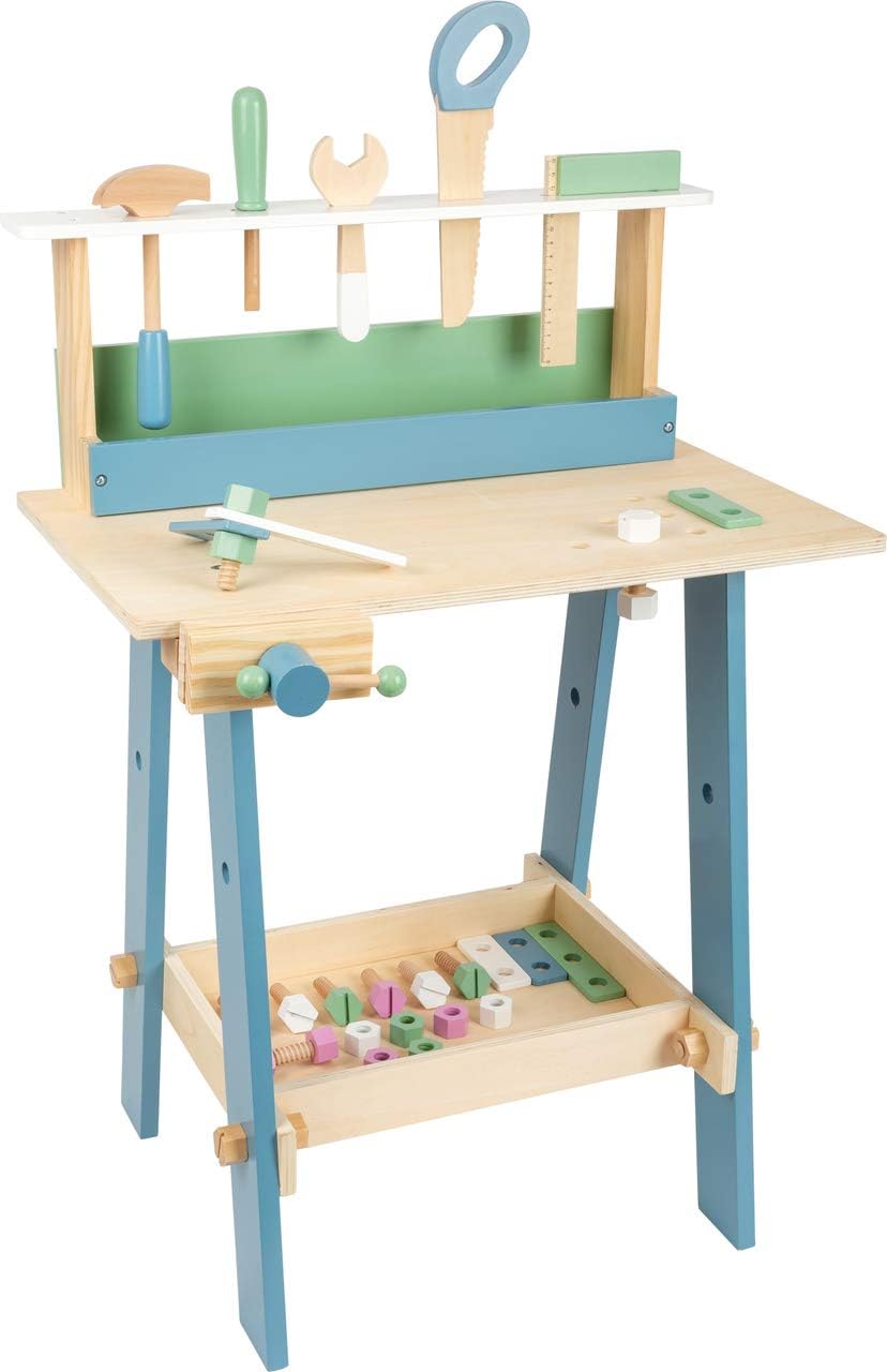 small foot Werkbank Nordic aus Holz – inkl. Werkzeugen und Zubehör, Rollenspielzeug für Kinder ab 3 Jahren (11375)