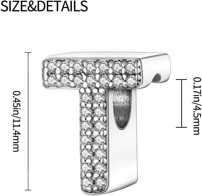 Detalle de QIKAOLA S925 Sterling-Silber A–Z Anfangsbuchstaben Charms (A-Z) für Pandora-Armbänder und Ketten