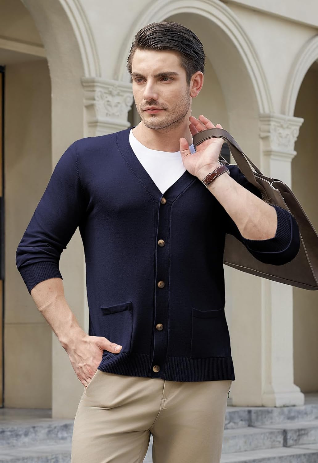 Thumbnail 5 de KUYIGO Herren Strickjacke V-Ausschnitt M-3XL