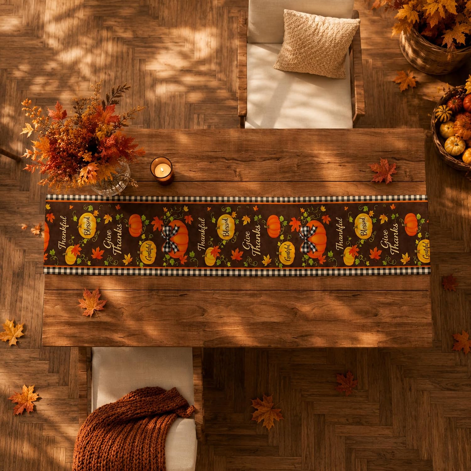 Thumbnail 4 de MSSLWANG Fall Table Runner-MSSLWANG-2026A6, Thanksgiving Polyester Table Runner