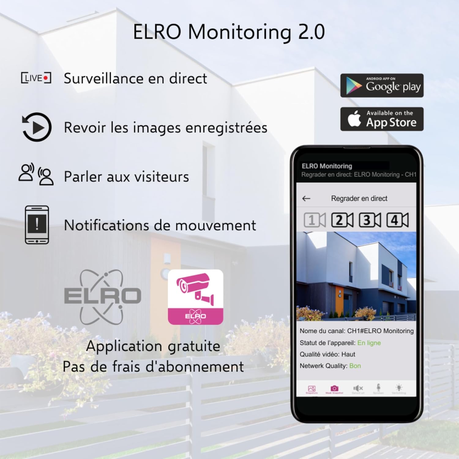 Thumbnail 3 de ELRO CZ40RIPS Kit de caméra de Surveillance sans Fil Full HD 1080p avec écran 7" et Application