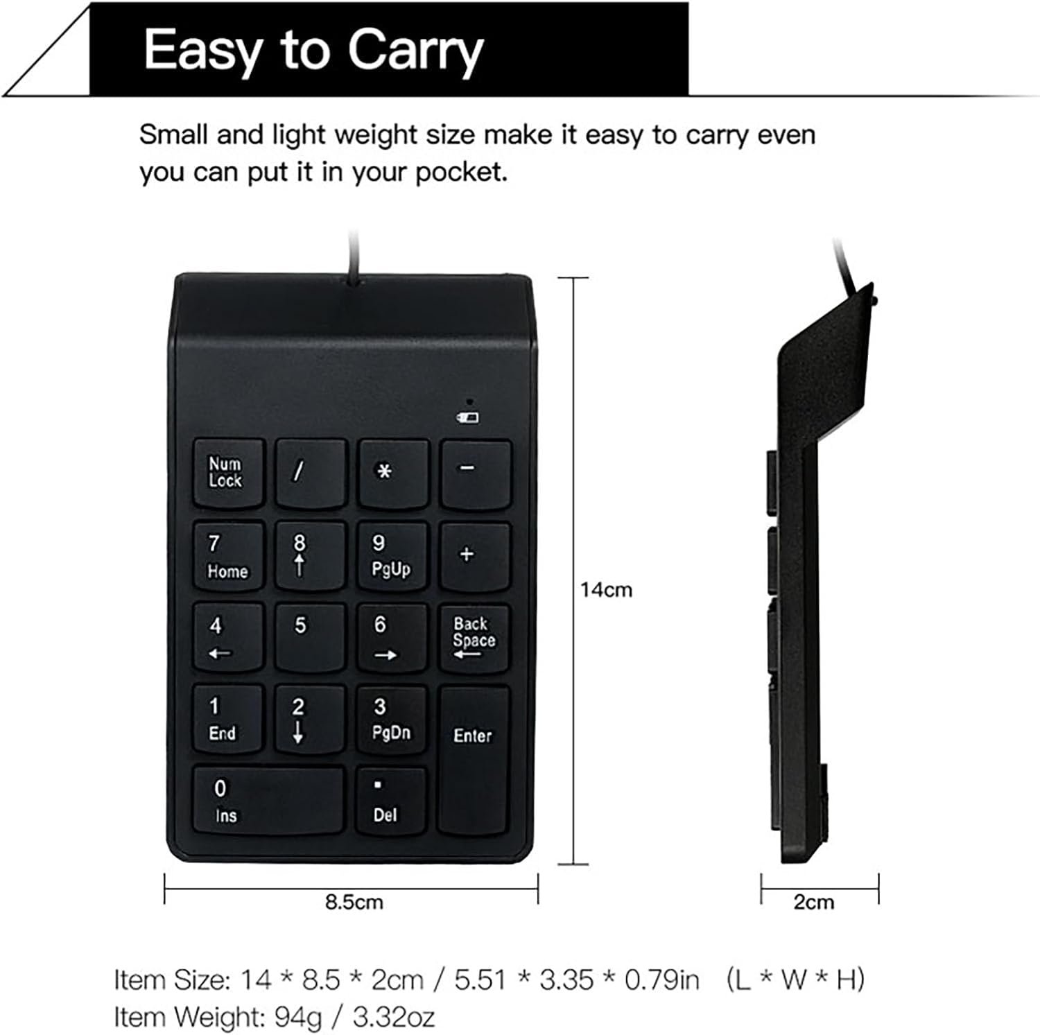 Thumbnail 5 de cimetech Numpad USB-18 Tasten – kompakter Ziffernblock für Laptop, Ultrabook, Netbook und Desktop