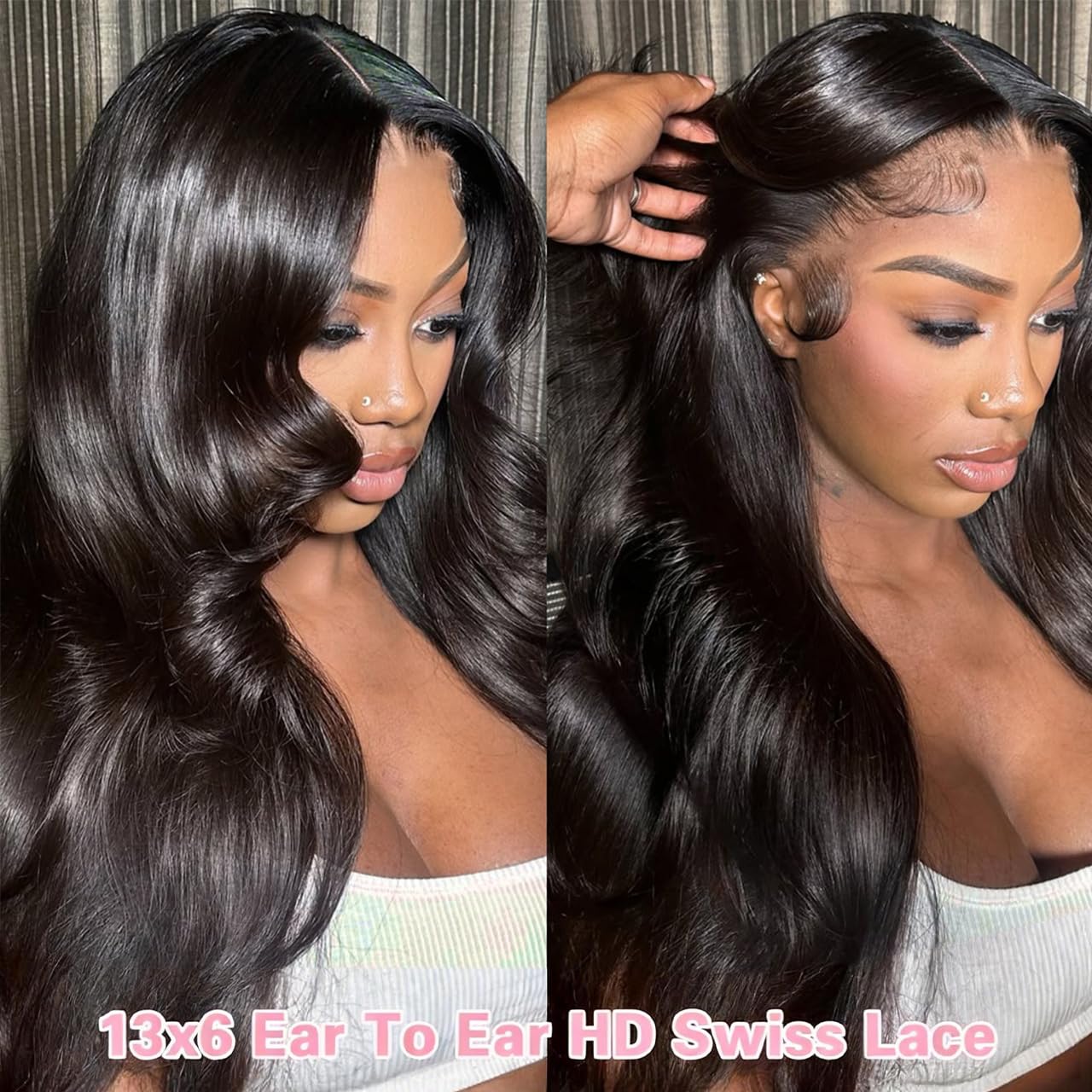 Detalle de BIMKOS 30 Inch 13x6 Body Wave Lace Front Wig - 200% Density, 100% Human Hair, Glueless HD Transparent Lace