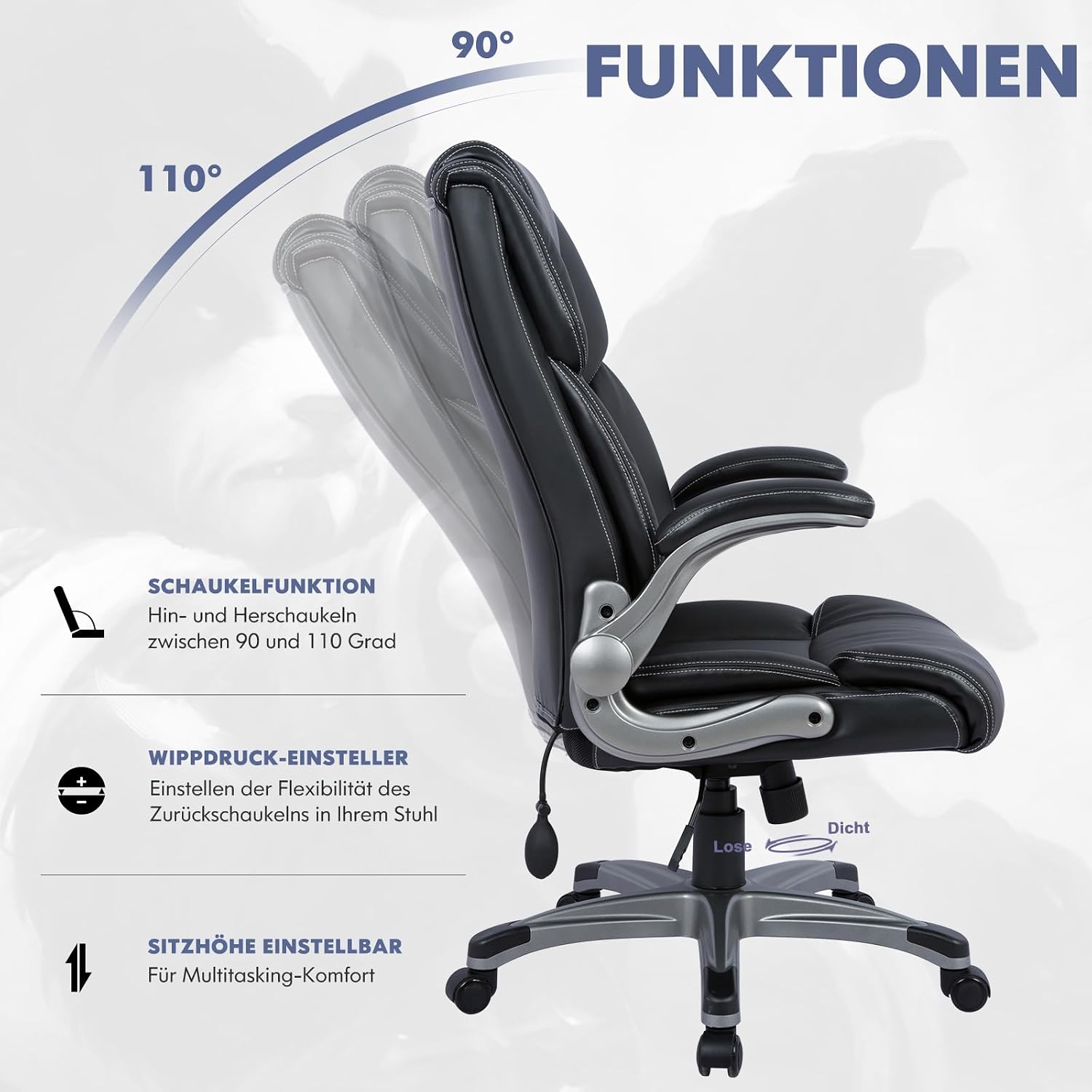 Detalle 1 de COLAMY Bürostuhl Ergonomisch Chefsessel