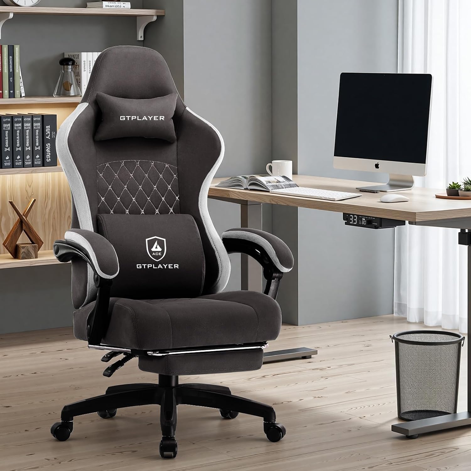 Detalle 2 de GTPLAYER LR002-XIN Fabric Gaming Chair with Spring Cushion and Footrest