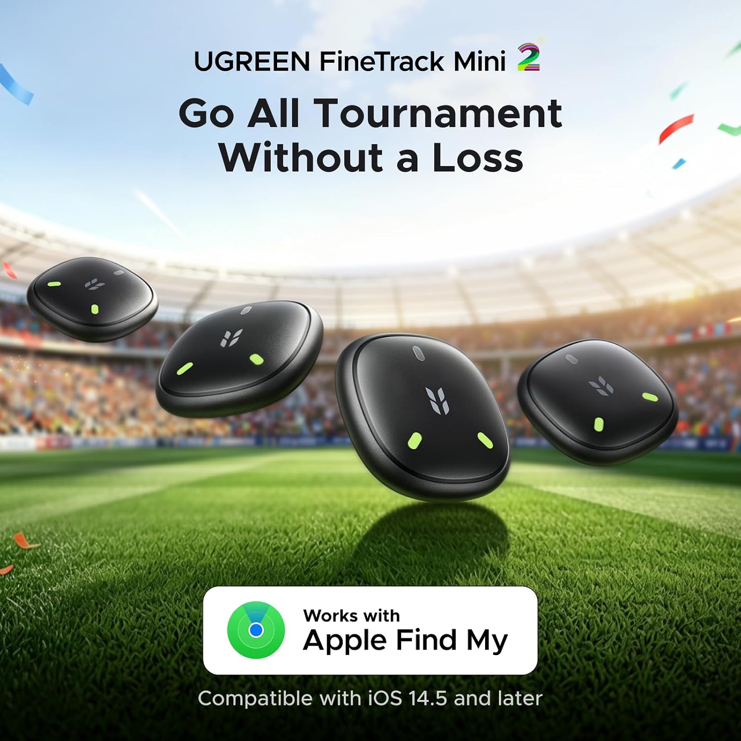 Detalle 2 de UGREEN FineTrack Mini 2 Smart Finder 110dB Fluorescenza – Localizzatore IP68 per oggetti (4 pezzi)