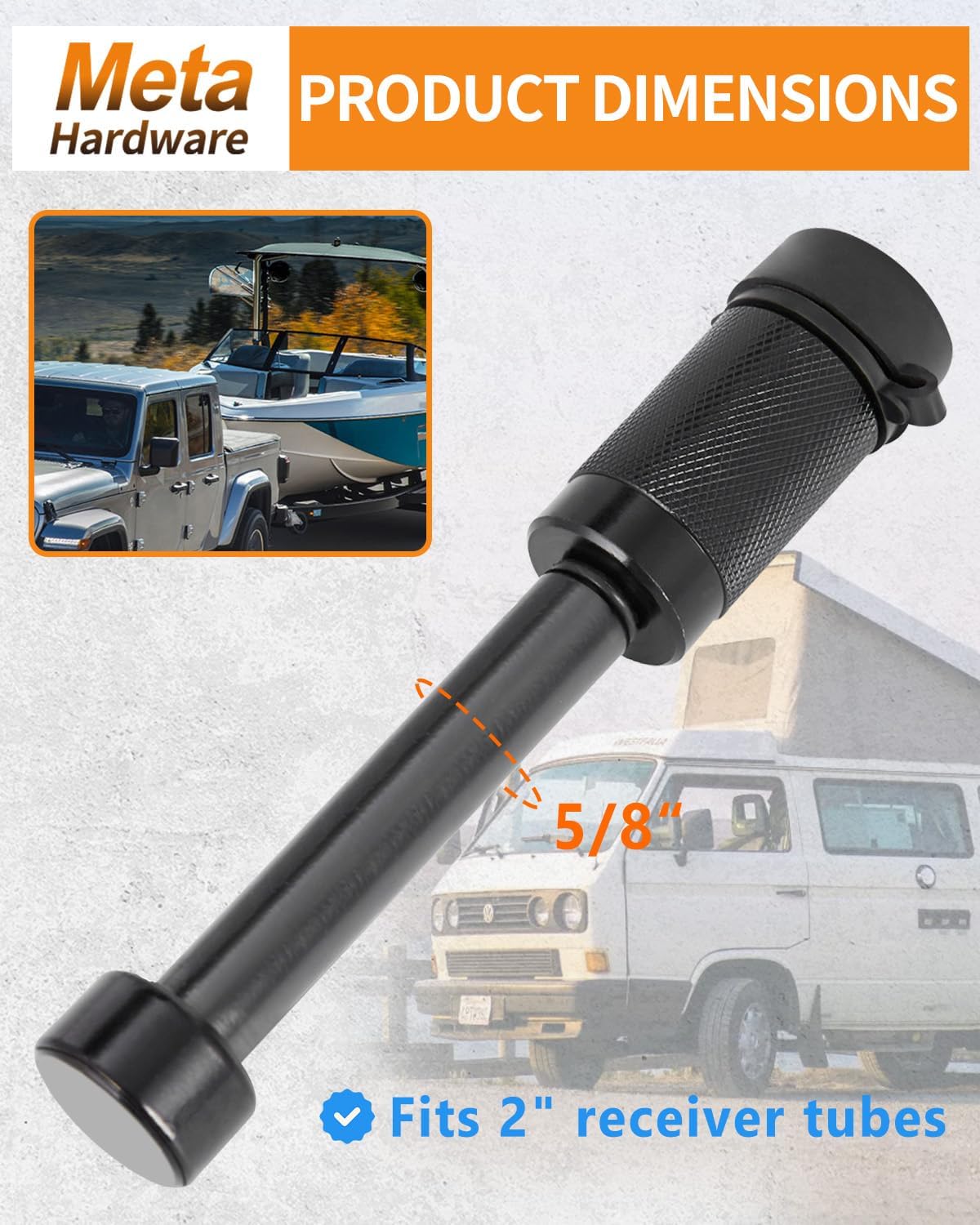 Detalle de META Hardware Trailer Hitch Lock with 5/8" Pin for Class III/IV 2" Hitches