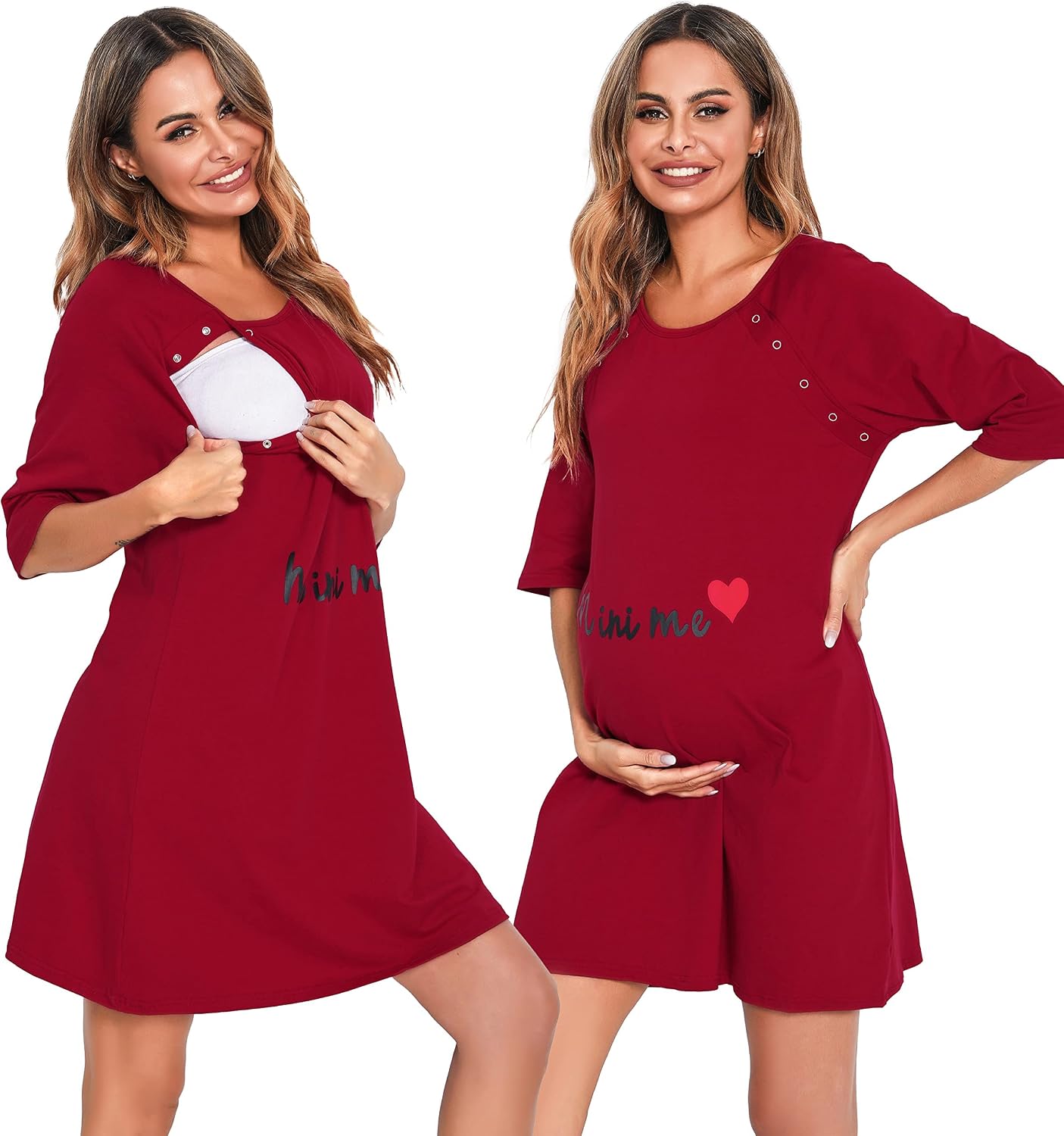 Thumbnail 1 de Vlazom Women 3 in 1 Cotton Nursing Nightgown: Maternity Sleepwear with Breastfeeding Access