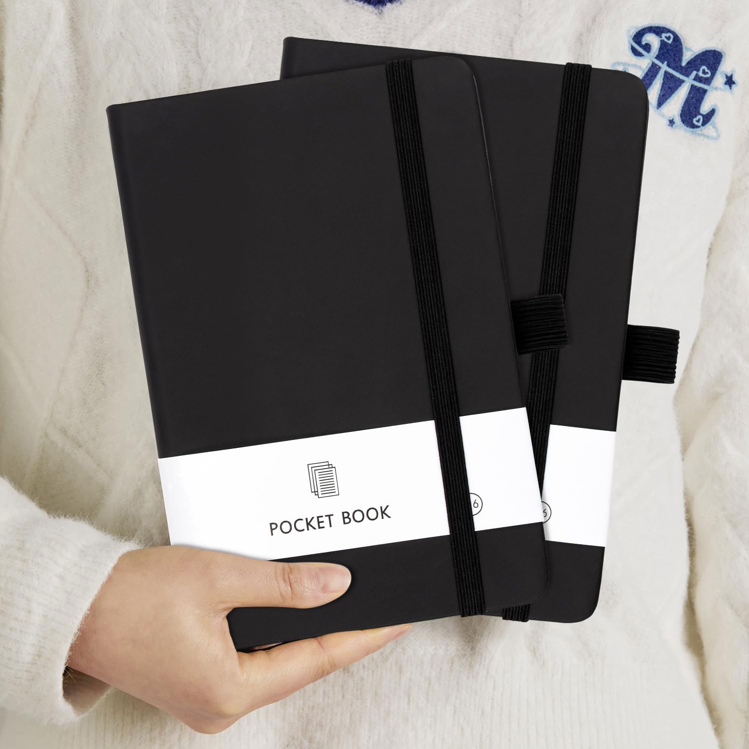 Thumbnail 6 de AOGEWON A6 Pocket Notebooks, 2-Pack, Black PU Leather, Lined Paper