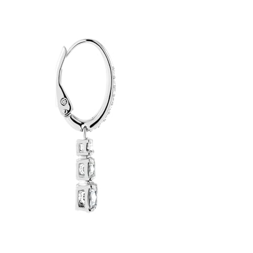 Detalle de Swarovski Orecchini a cerchio Attract Trilogy, Taglio Round, Bianchi, Placcato rodio