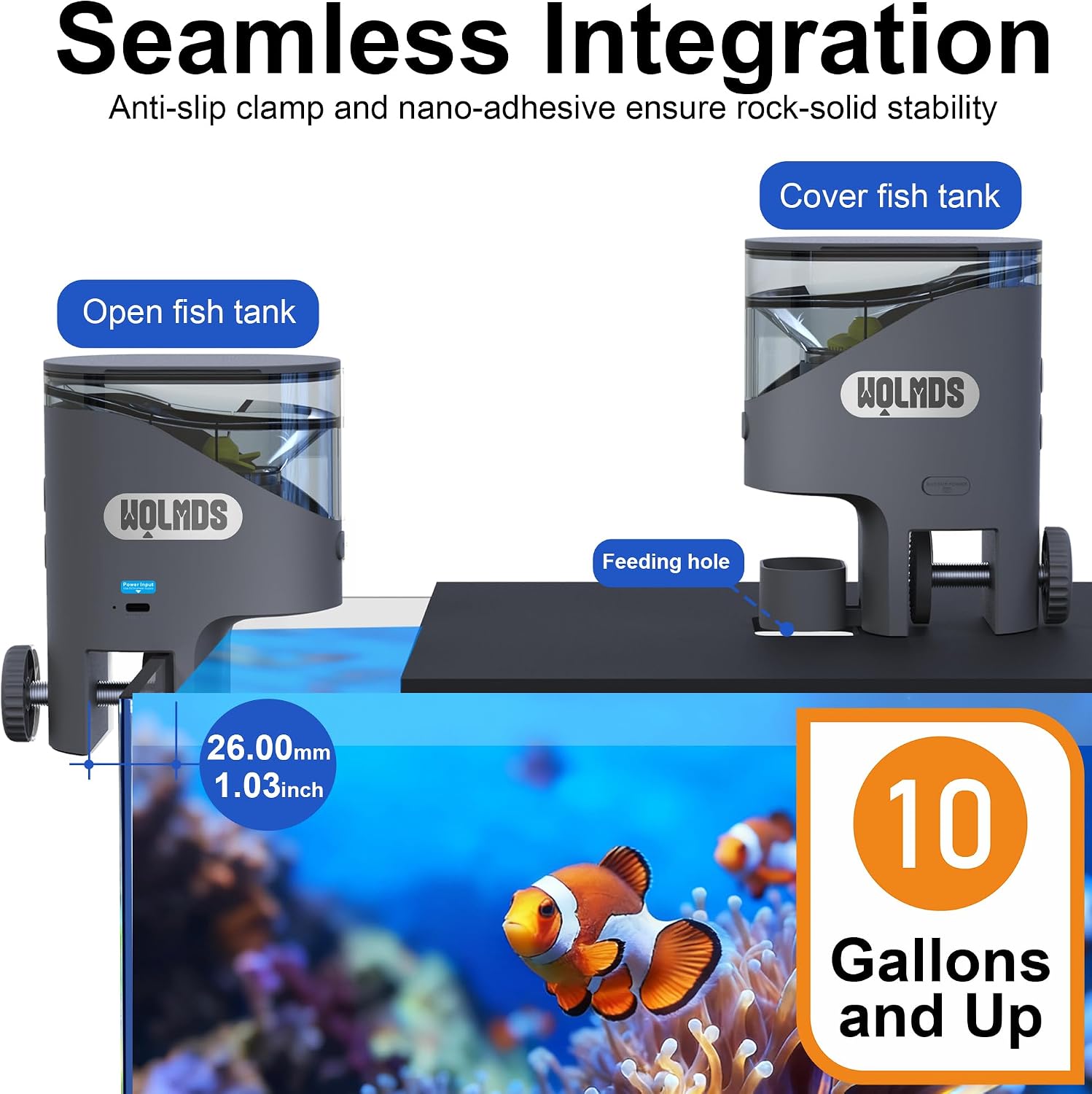 Thumbnail 3 de Wolmds Smart WiFi Automatic Fish Feeder with 2.5K Camera