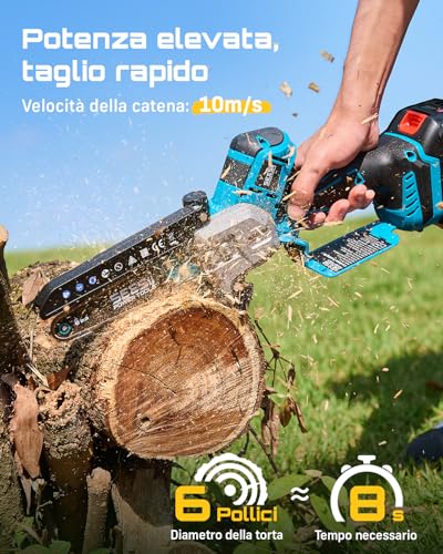 Thumbnail 2 de SEESII Mini Motosega a Batteria 6 Pollici – 8000 mAh, doppie batterie e lama per potature e fai-da-te