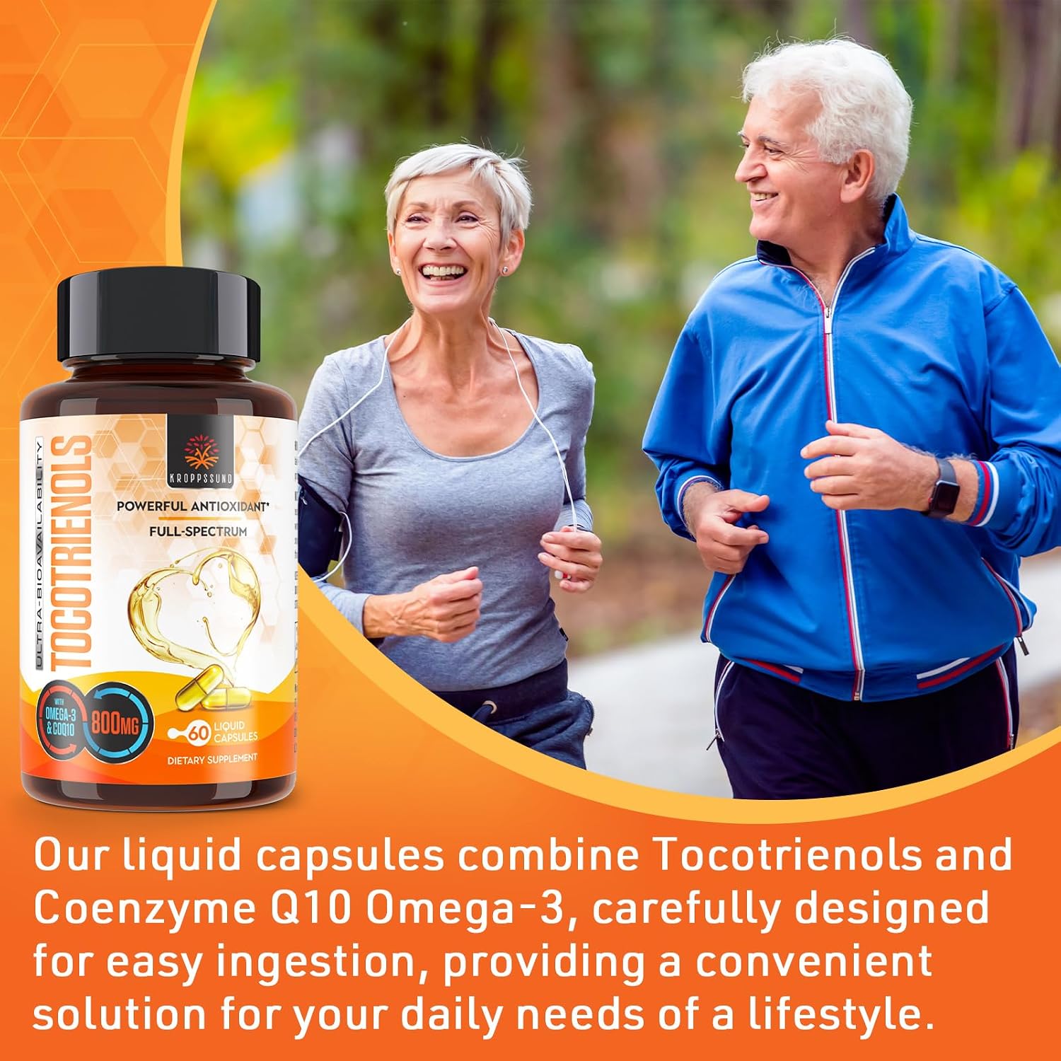 Detalle 2 de Kroppssund Tocotrienols 800 mg Supplement with CoQ10, 120 Liquid Capsules
