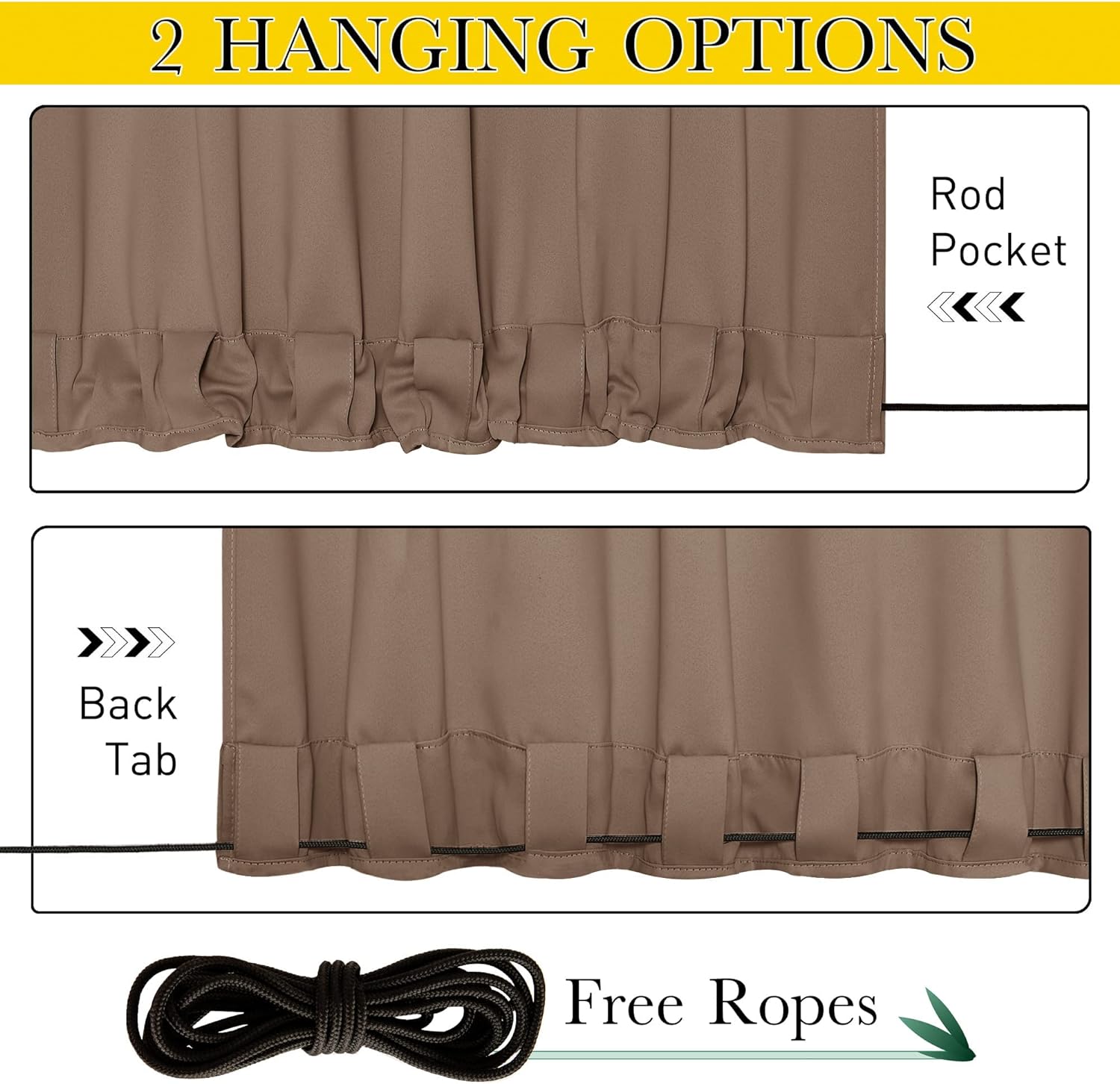 Thumbnail 1 de NICETOWN NTUSCGMBR1OTD2 Outdoor Curtains, 2 Panels, Waterproof, Tan