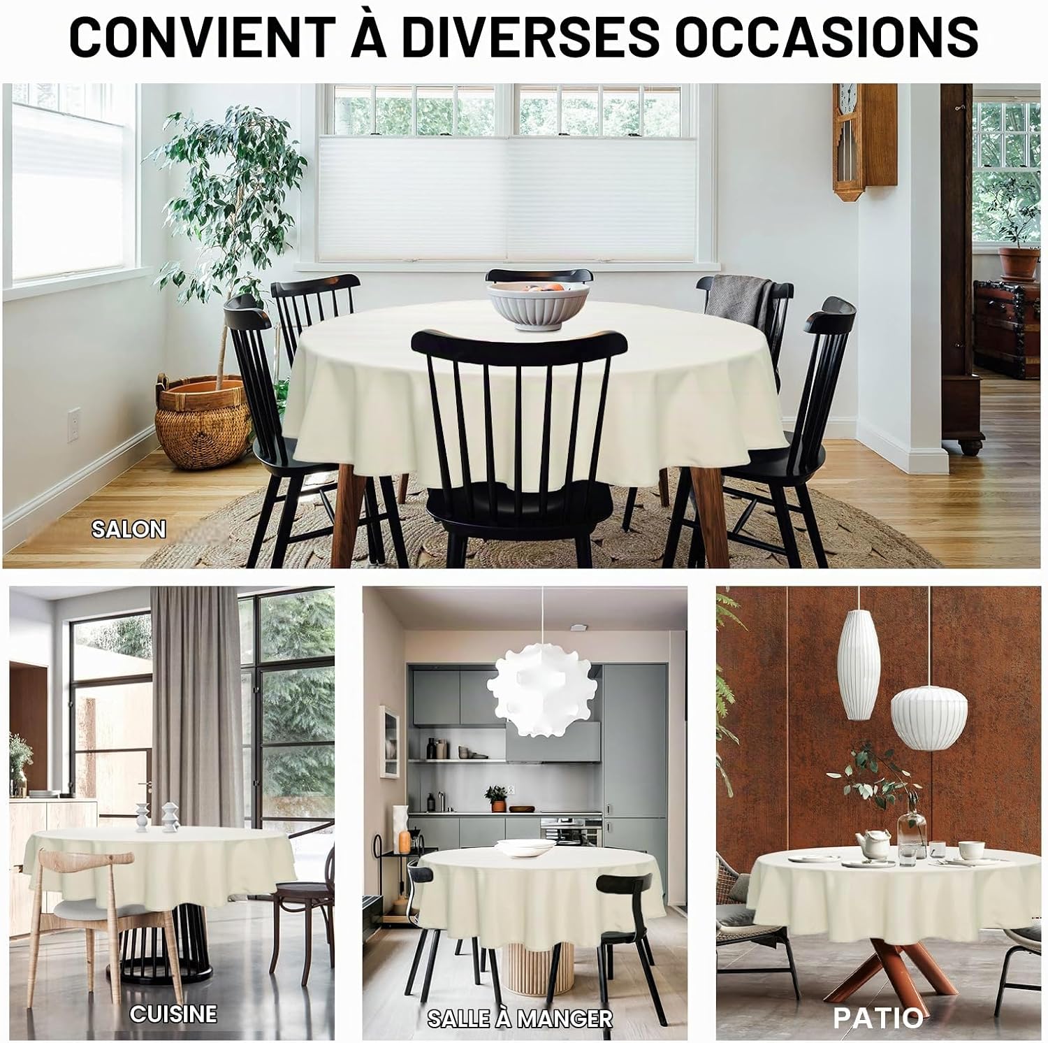 Detalle 2 de DWCN DWEU-YZBPWN-71-43 rond tafelkleed van polyester, champagne, 180 cm