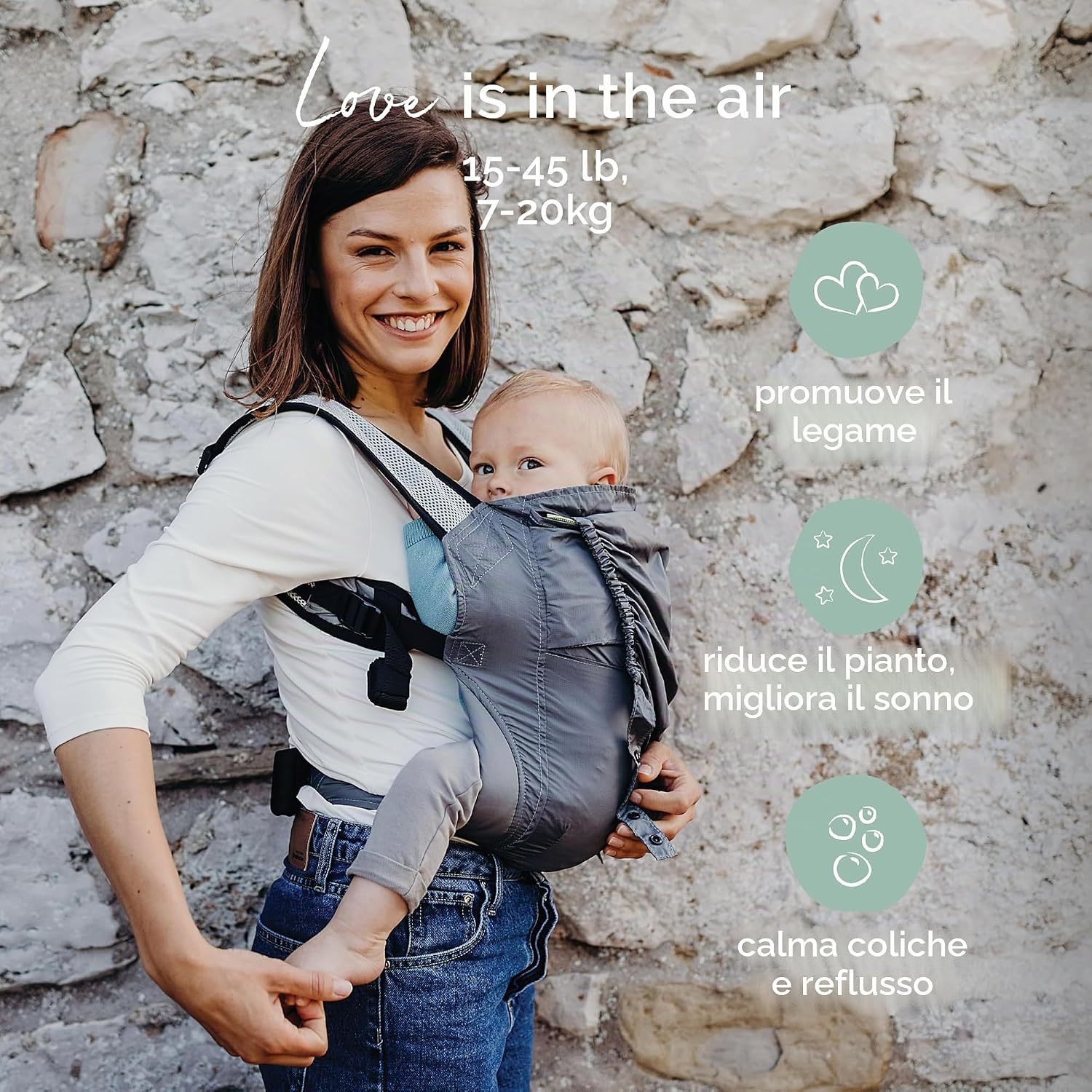 Thumbnail 1 de Boba Air Grey – Marsupio porta bebè ergonomico, ultra leggero per neonati 6,8–20 kg