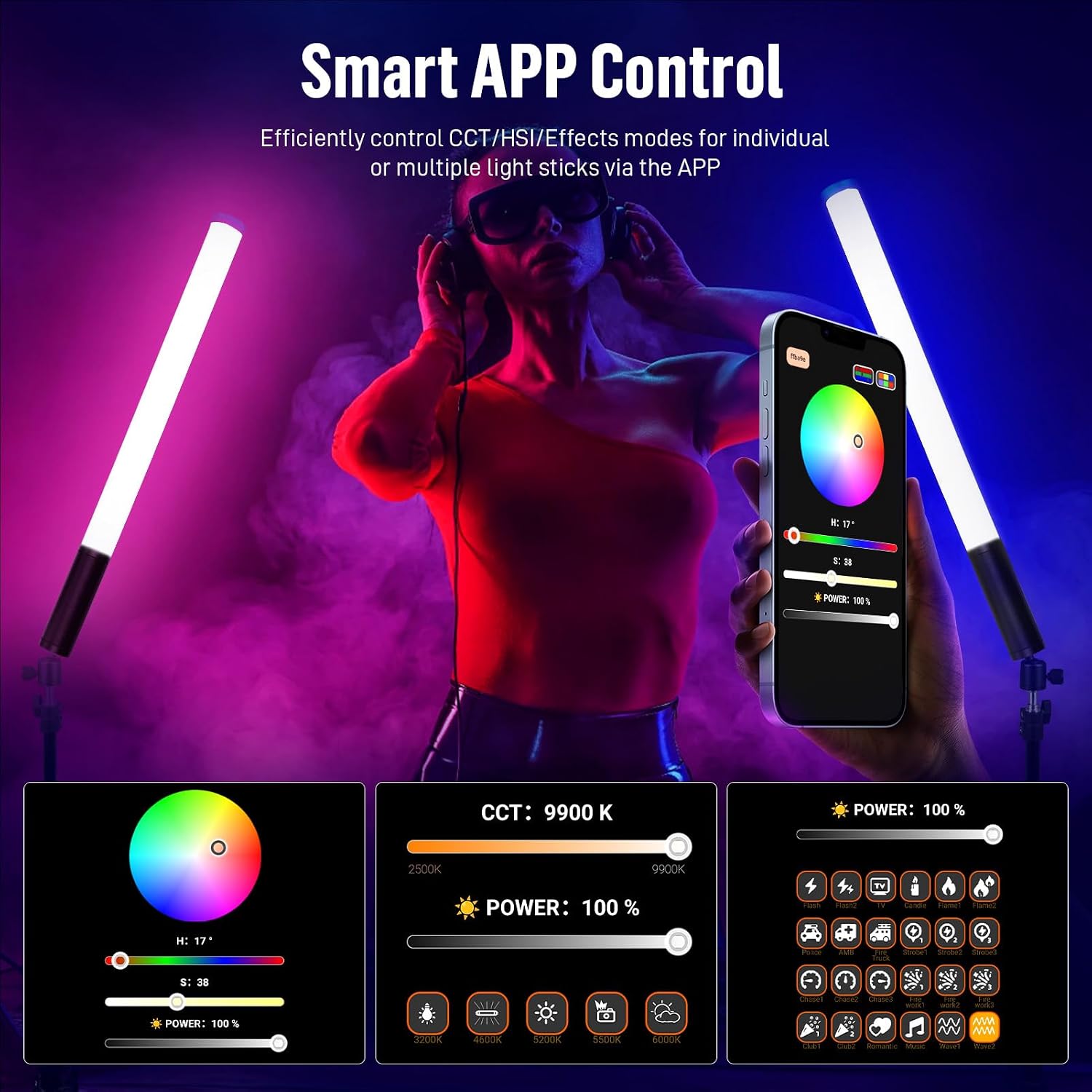 Thumbnail 5 de Heysliy RGB Light Wand 2600mAh photography stick