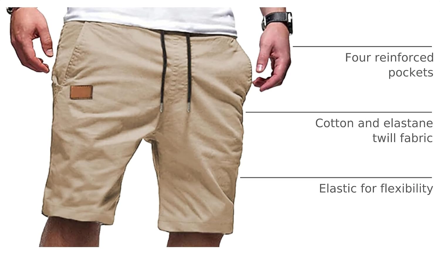 Detalle 2 de JMIERR Cotton Drawstring Shorts for Men