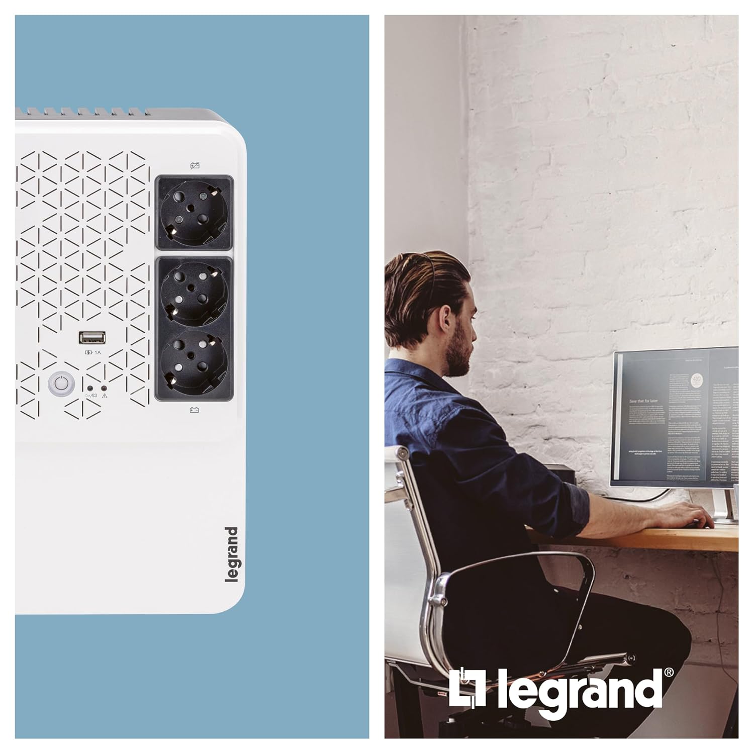 Detalle de Legrand UPS monofase Keor Multiplug LG-310082: 800 VA/480 W, 6 prese, USB e AVR