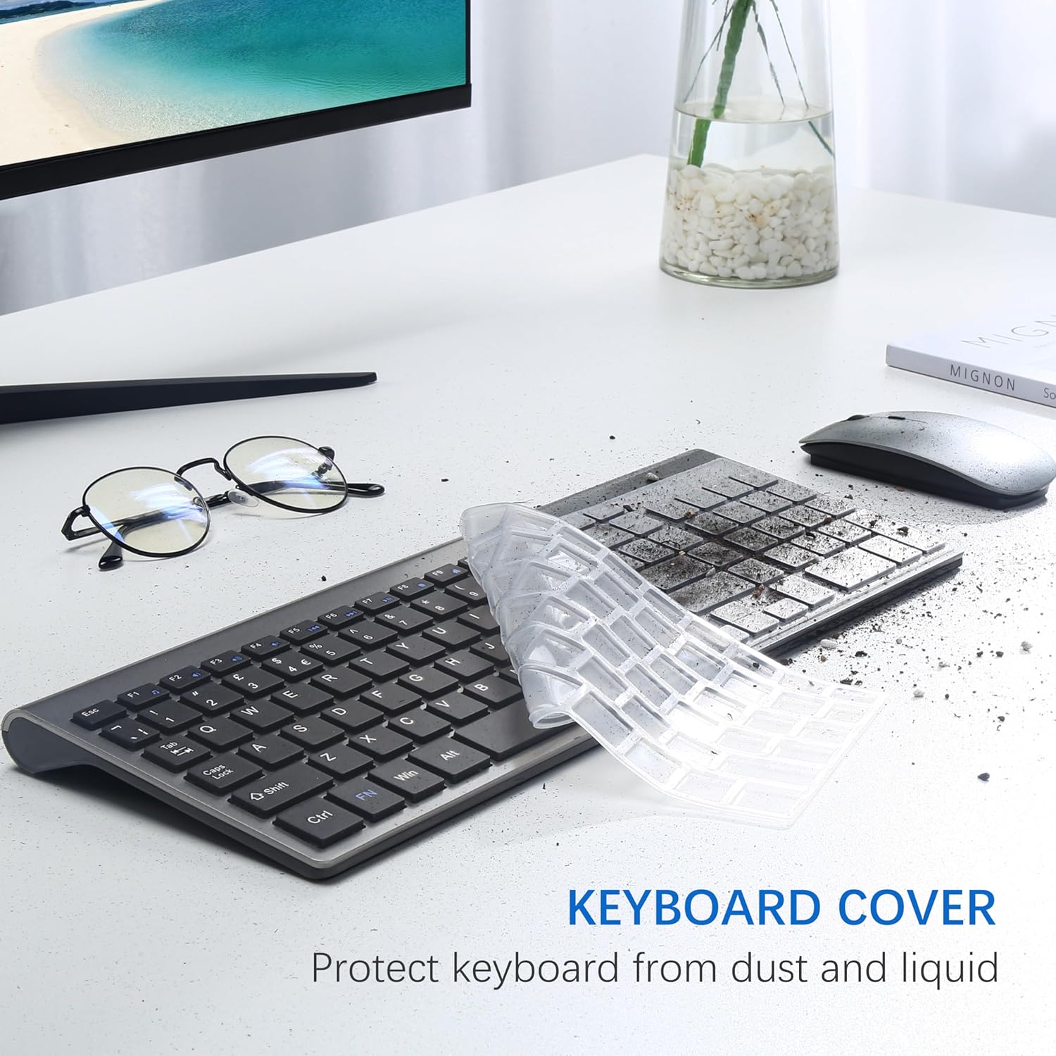 Thumbnail 4 de TopMate 2.4G Wireless Ultra Slim Keyboard and Mouse Combo (scissor switches, 2400DPI) – Gray Black