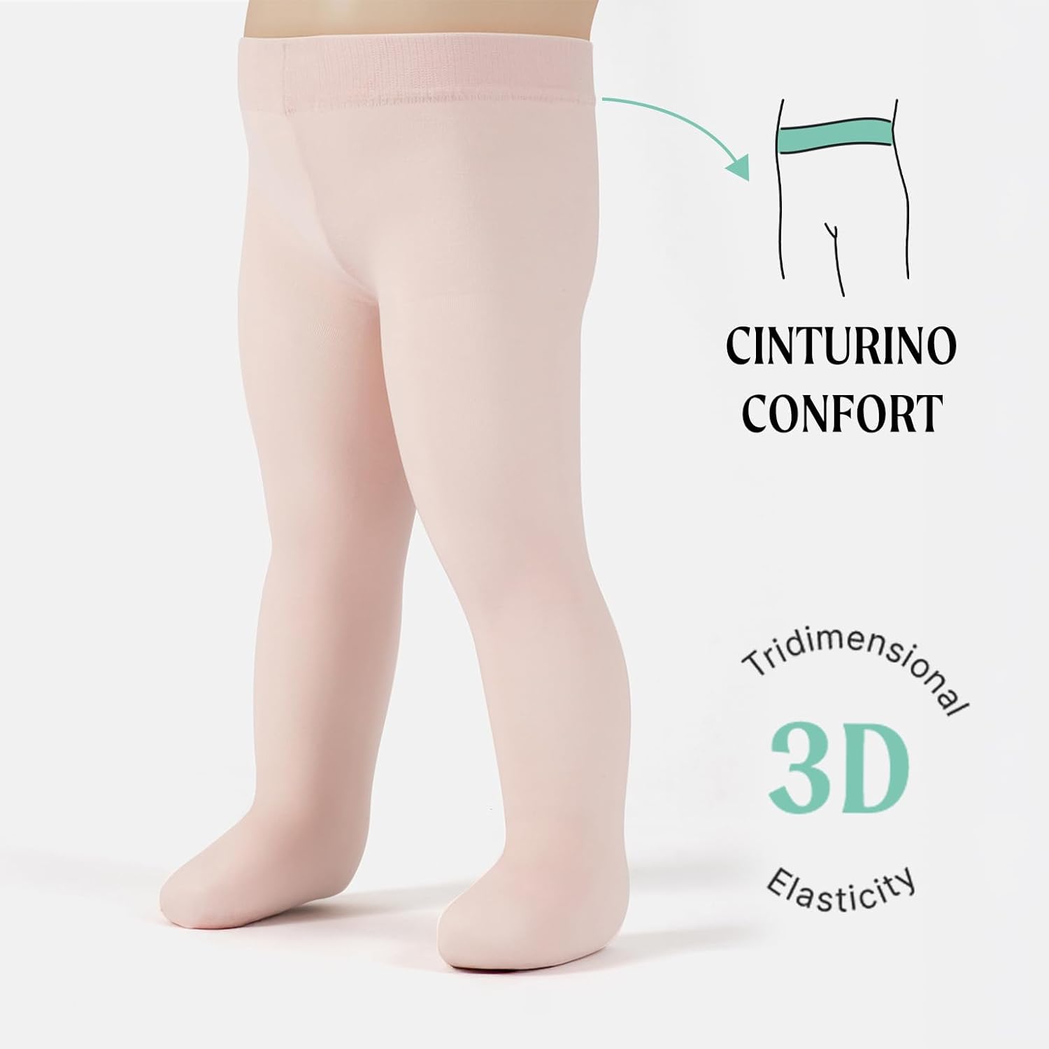 Detalle de CALZITALY 2 Paia Collant Neonata in Microfibra 40 DEN – Made in Italy