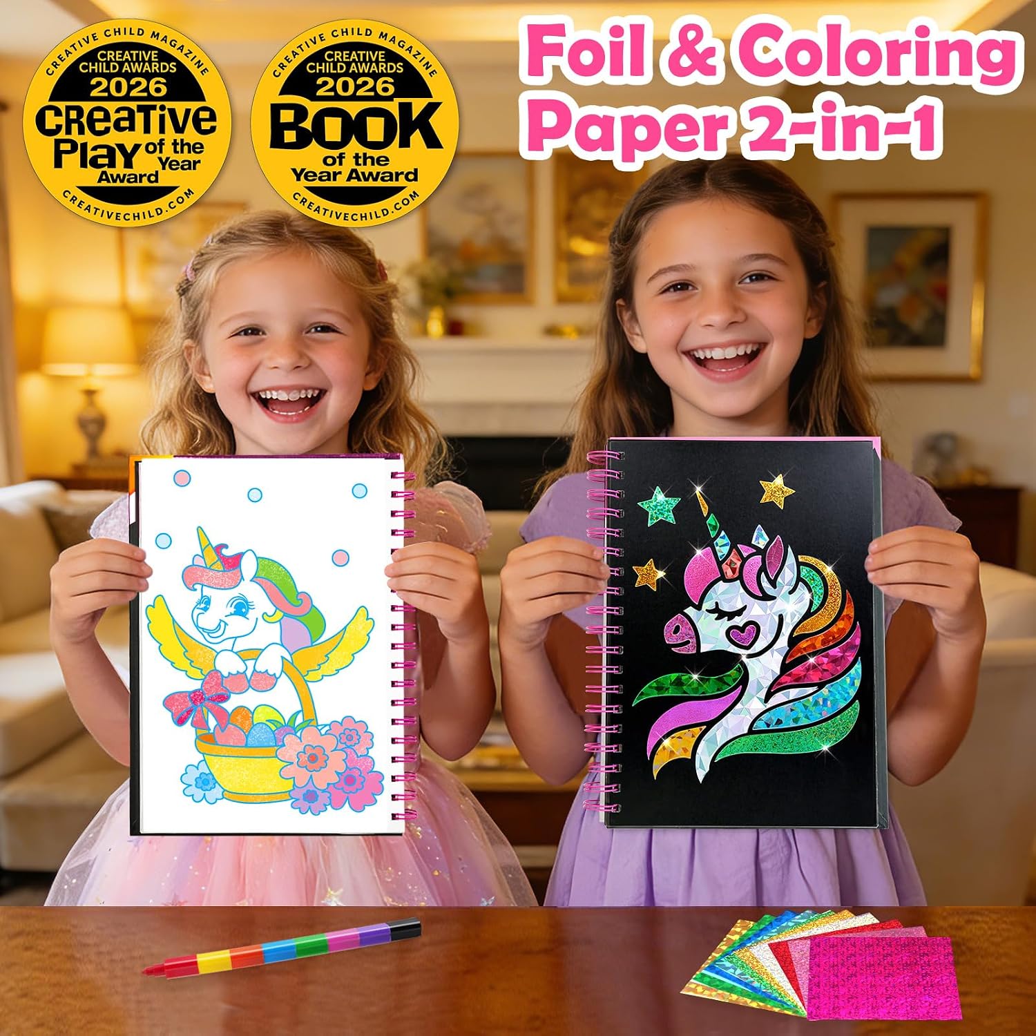 Thumbnail 1 de LIKYMO Foil Art for Kids (Unicorn) — foil craft book kit for ages 4–9