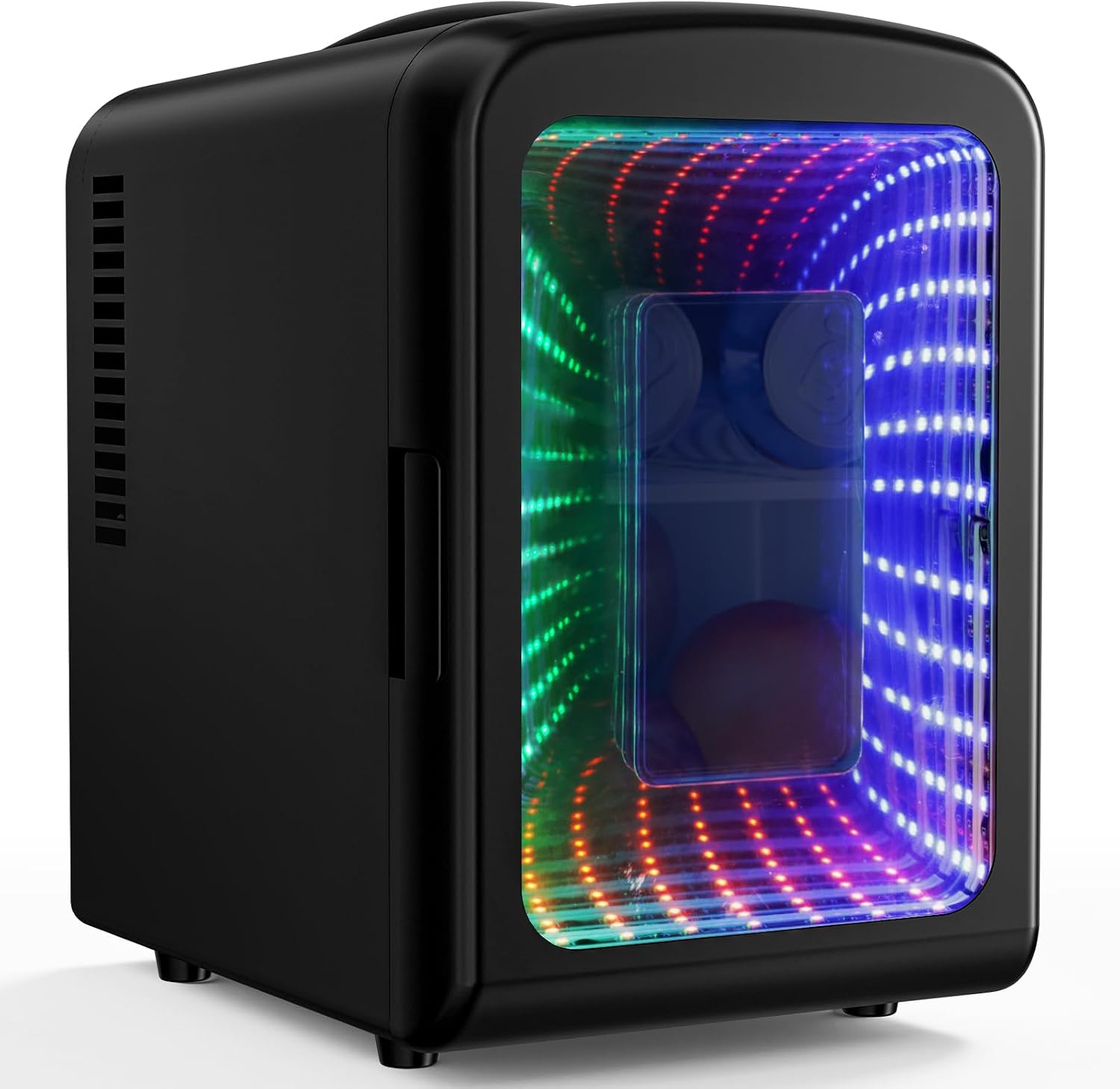 Detalle de Antarctic Star Mini Compact Refrigerator (4L, 6 Cans) with Gaming Light — Portable Cooler for Bedroom, Car, Office & Dorm, Black