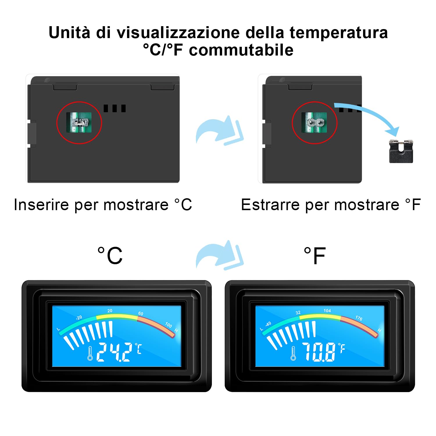 Thumbnail 1 de KETOTEK Termometro digitale LCD con sonda impermeabile NTC 10K (DC 4-25V, °C/°F)