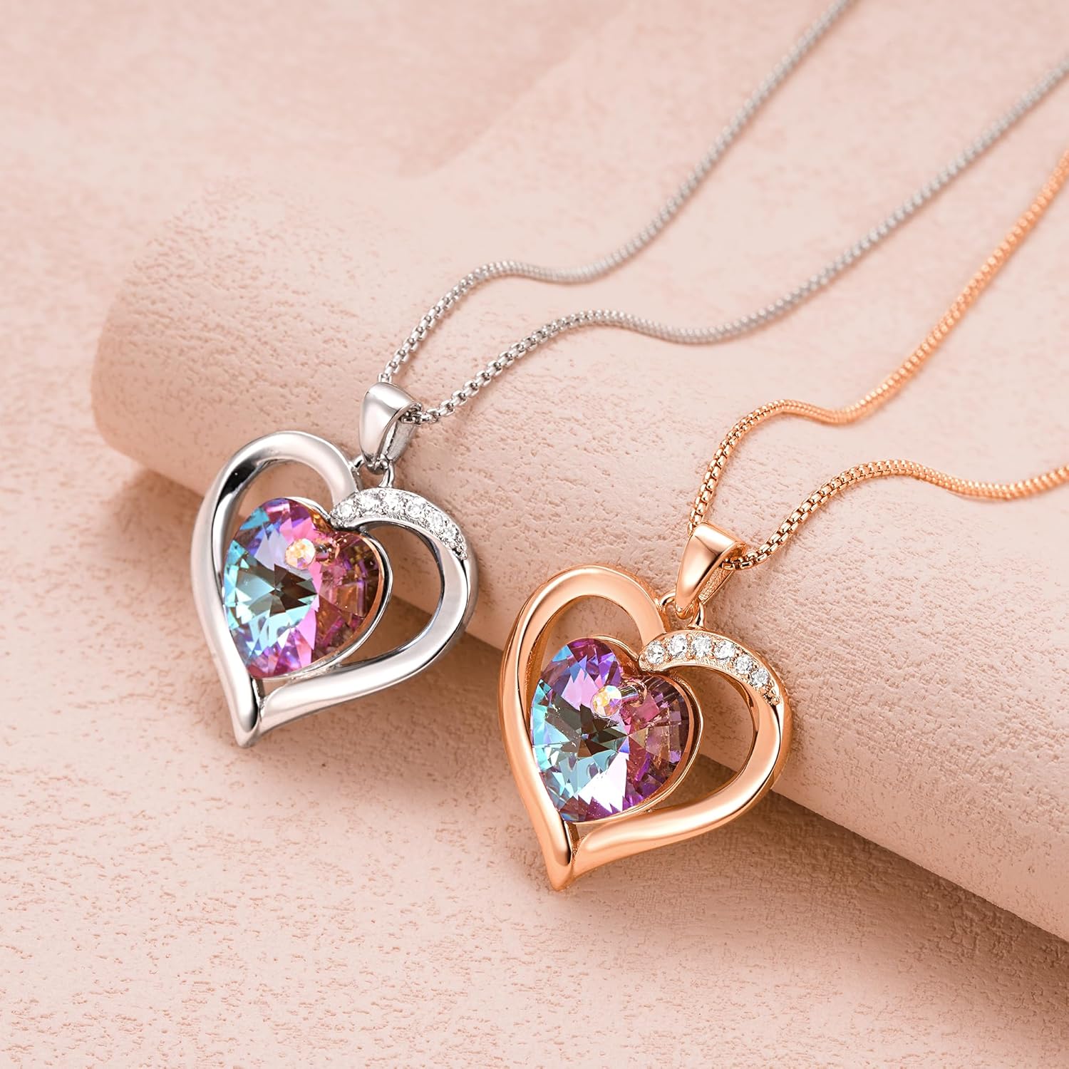 Thumbnail 3 de GEORGE · SMITH collana da donna con ciondolo cuore in cristallo placcato oro rosa 18 carati